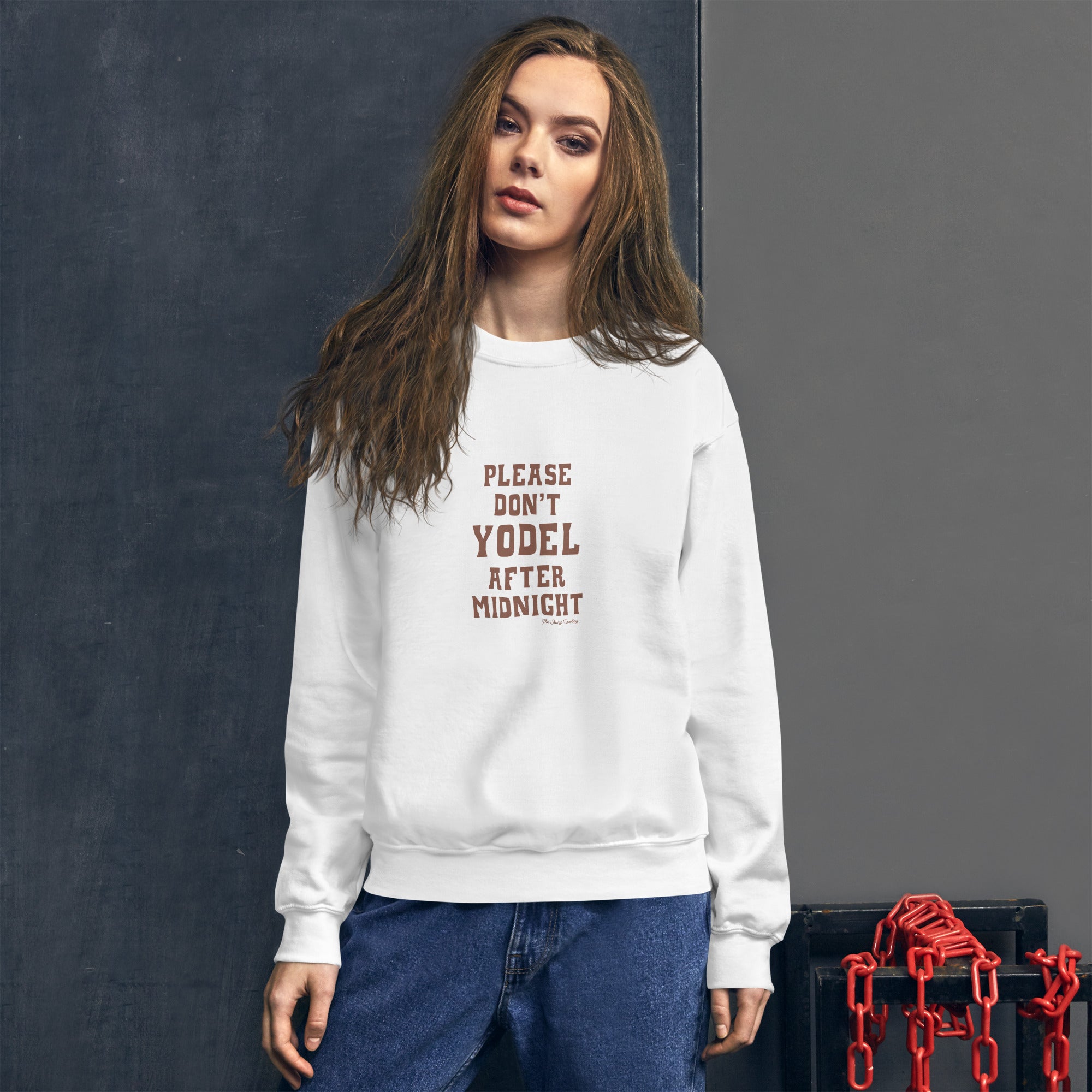 Unisex Sweatshirt Don't Yodel After Midnight dark text (front & back)