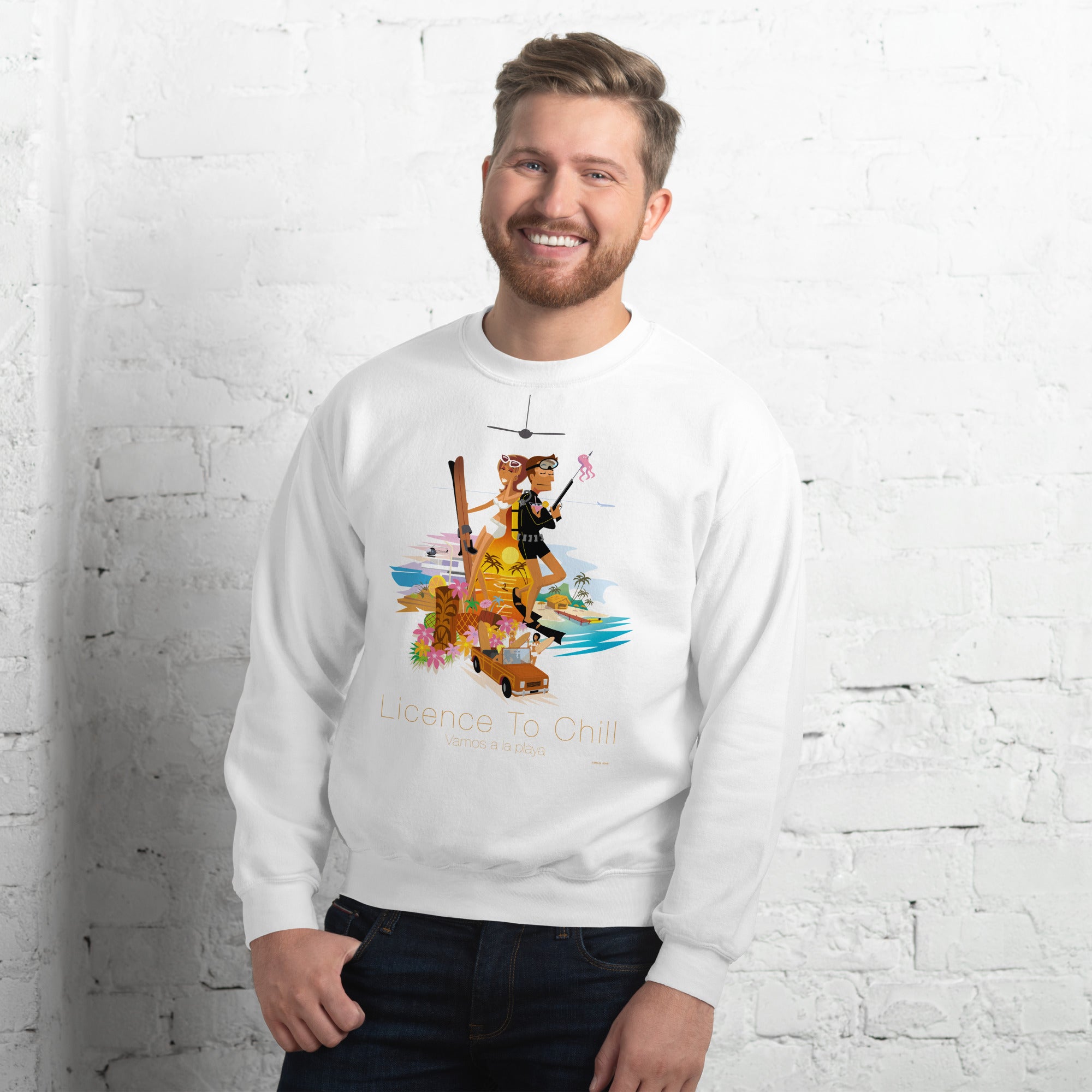 Unisex Sweatshirt License to Chill Vamos a la Playa on light colors