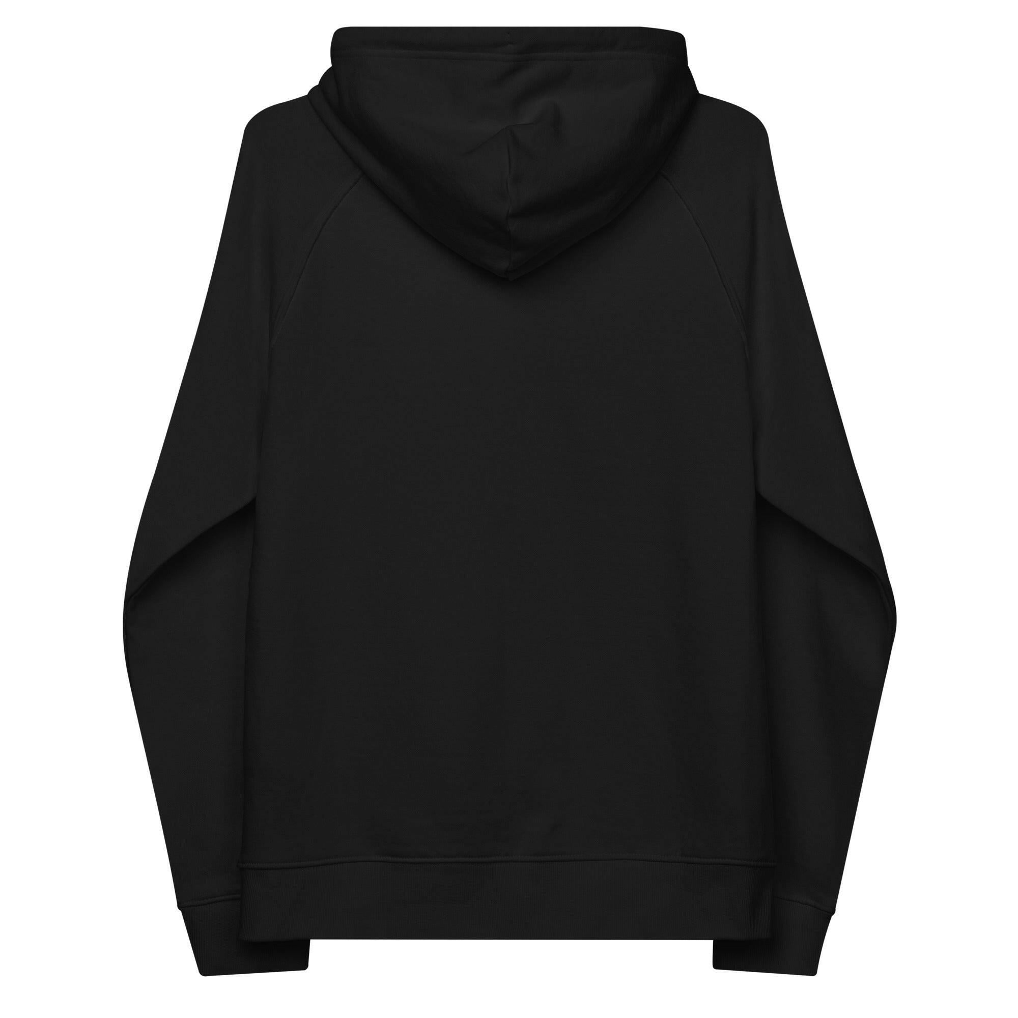 Unisex eco raglan hoodie Don't Yodel After Midnight on dark colors