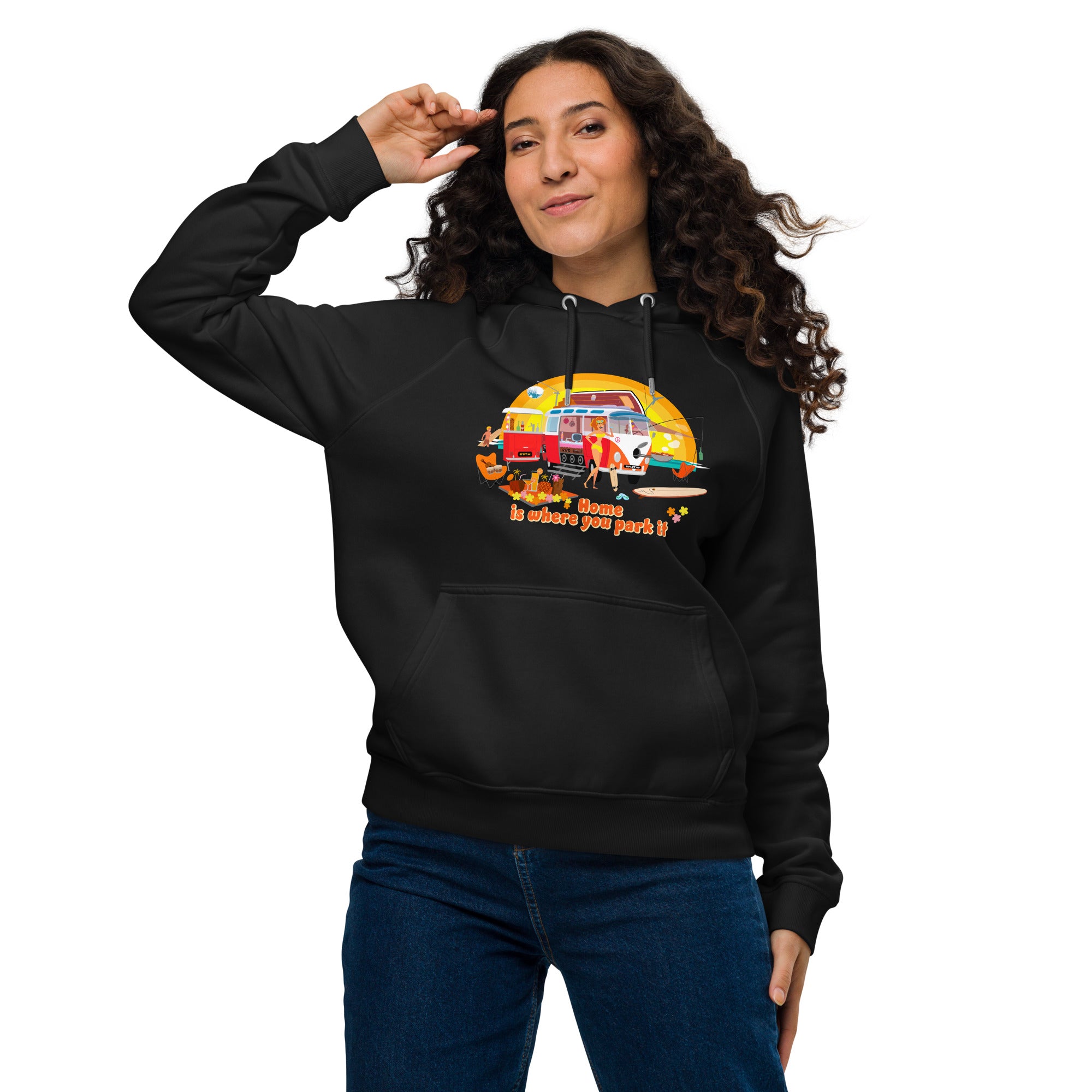 Unisex eco raglan hoodie Ultra Combi Home is where you park it