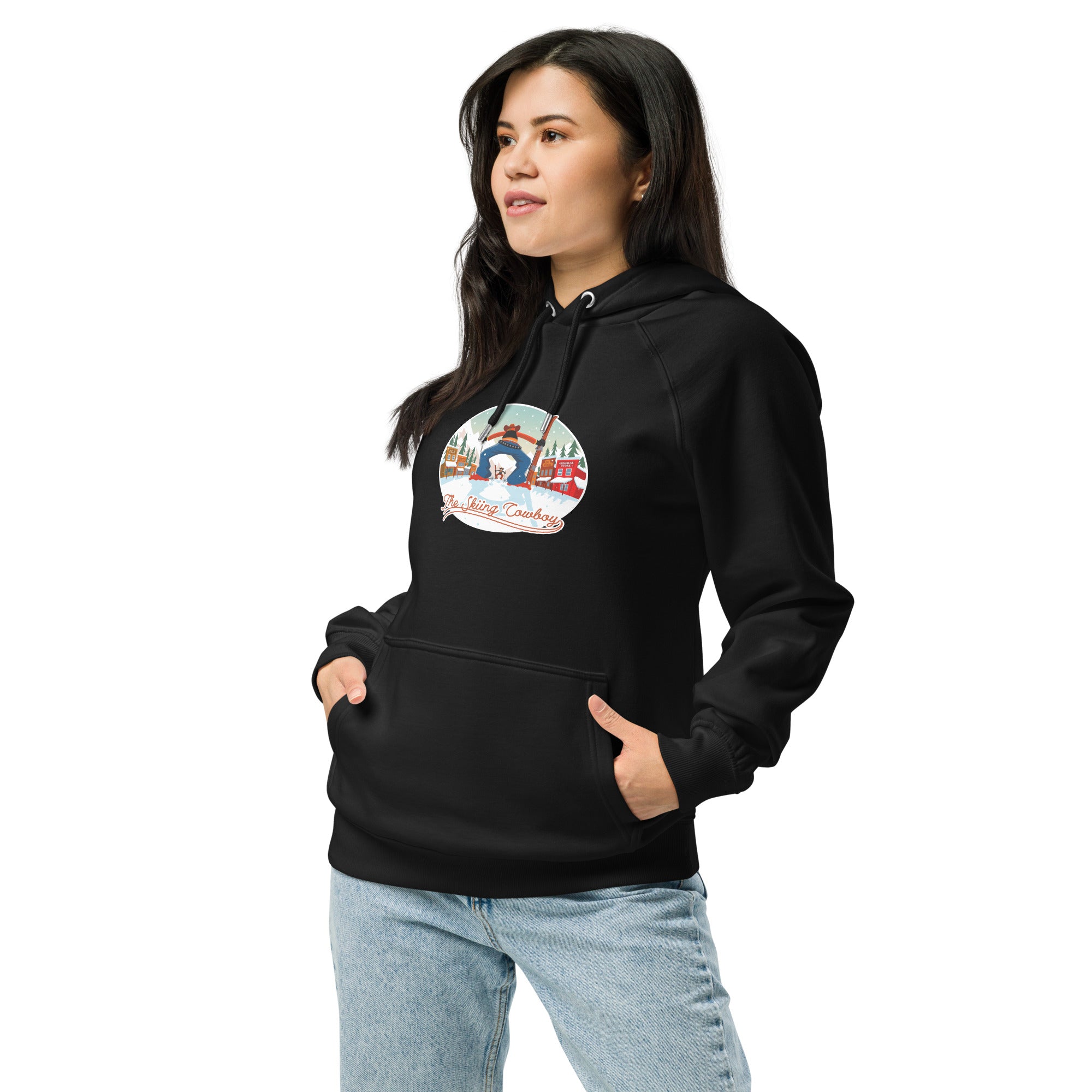 Unisex eco raglan hoodie Skiing Duel