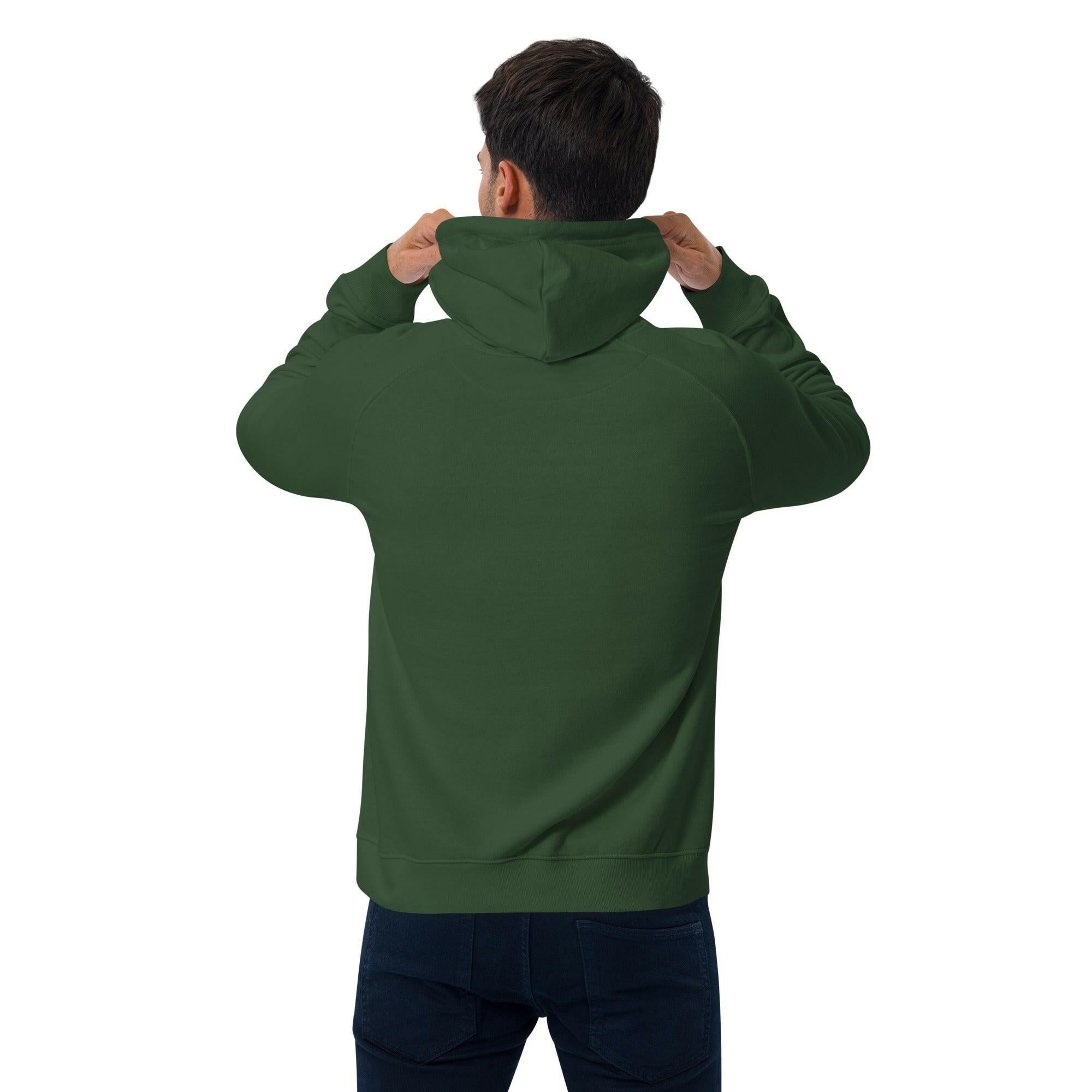 Unisex eco raglan hoodie Tree hugging zone on dark colors