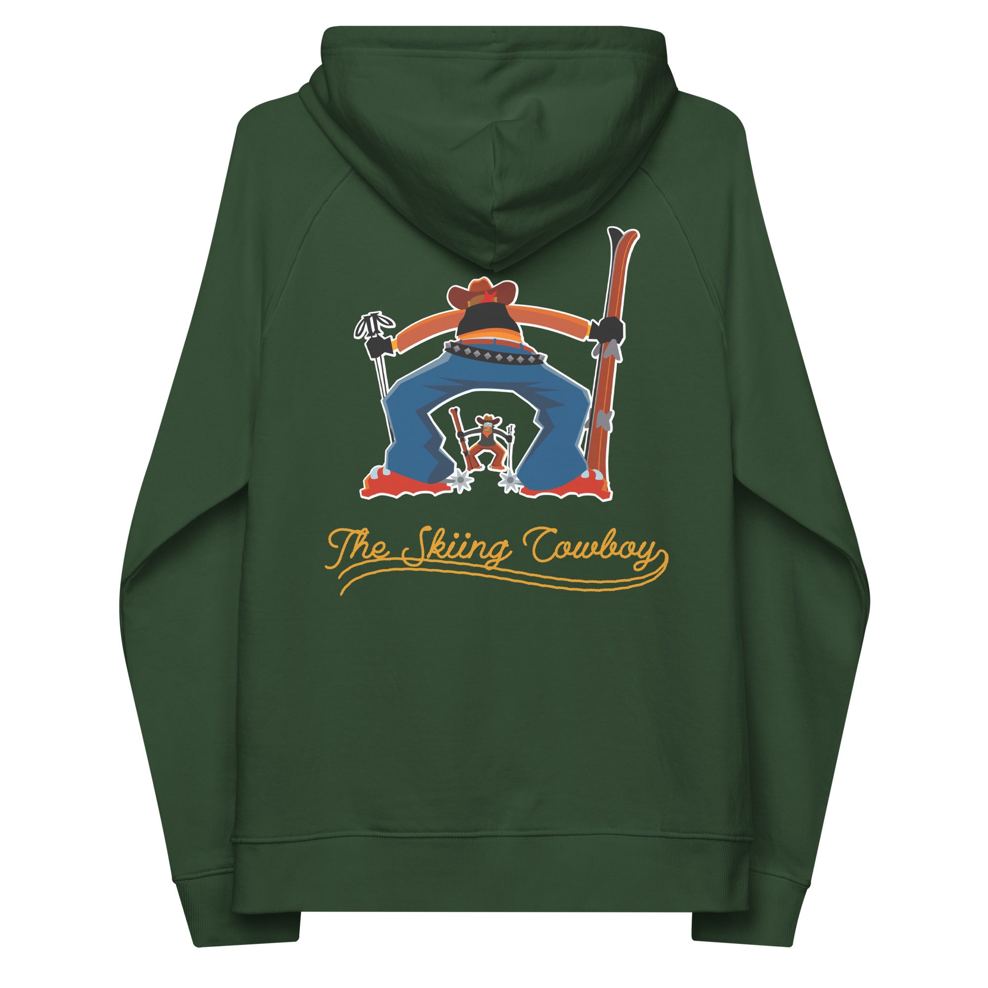 Unisex eco raglan hoodie Skiing Duel Outline (front & back)