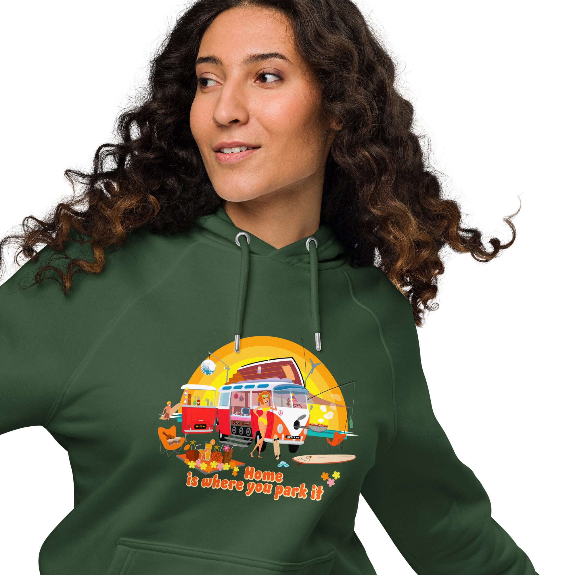 Sweat à capuche écologique Raglan unisexe Ultra Combi Home is where you park it