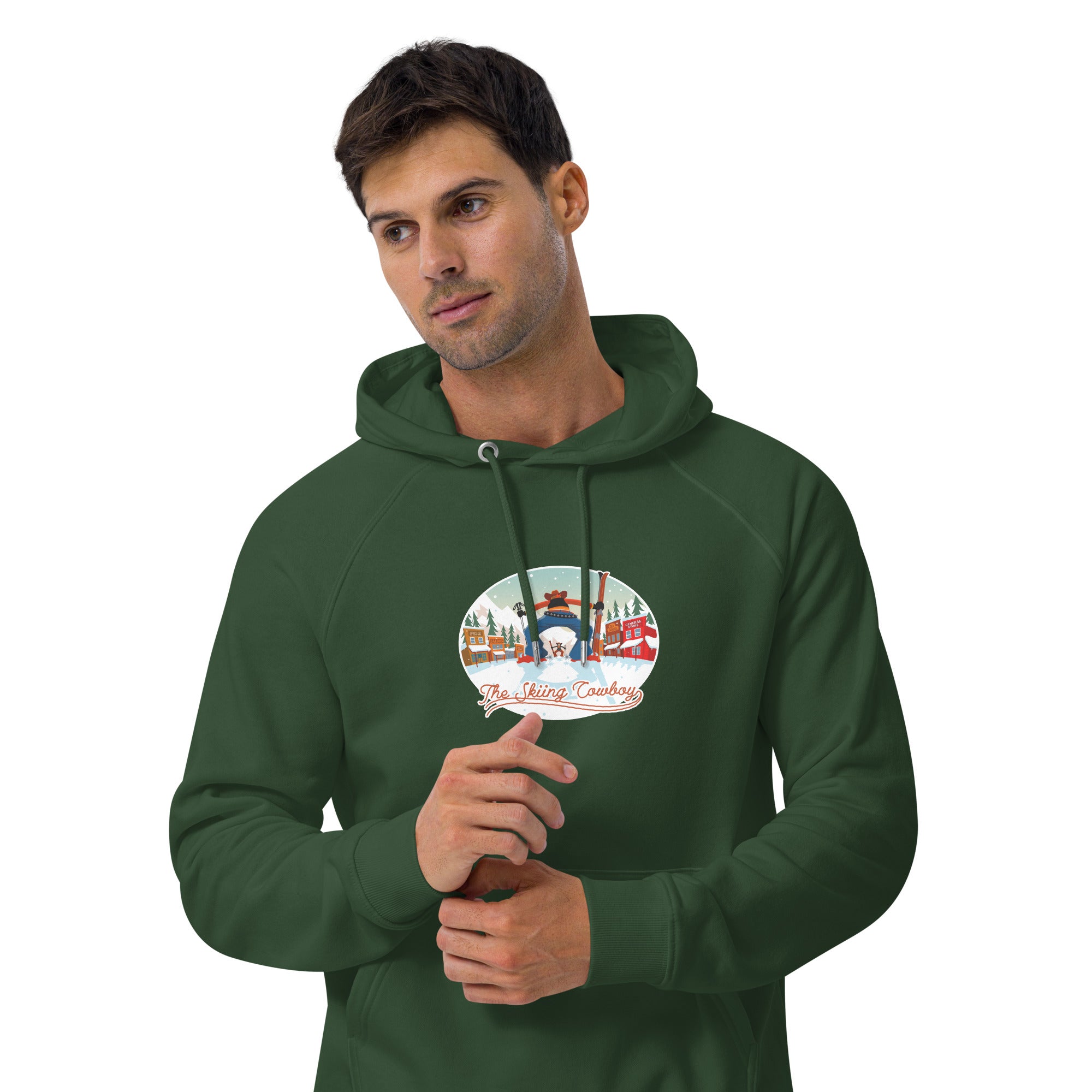 Unisex eco raglan hoodie Skiing Duel