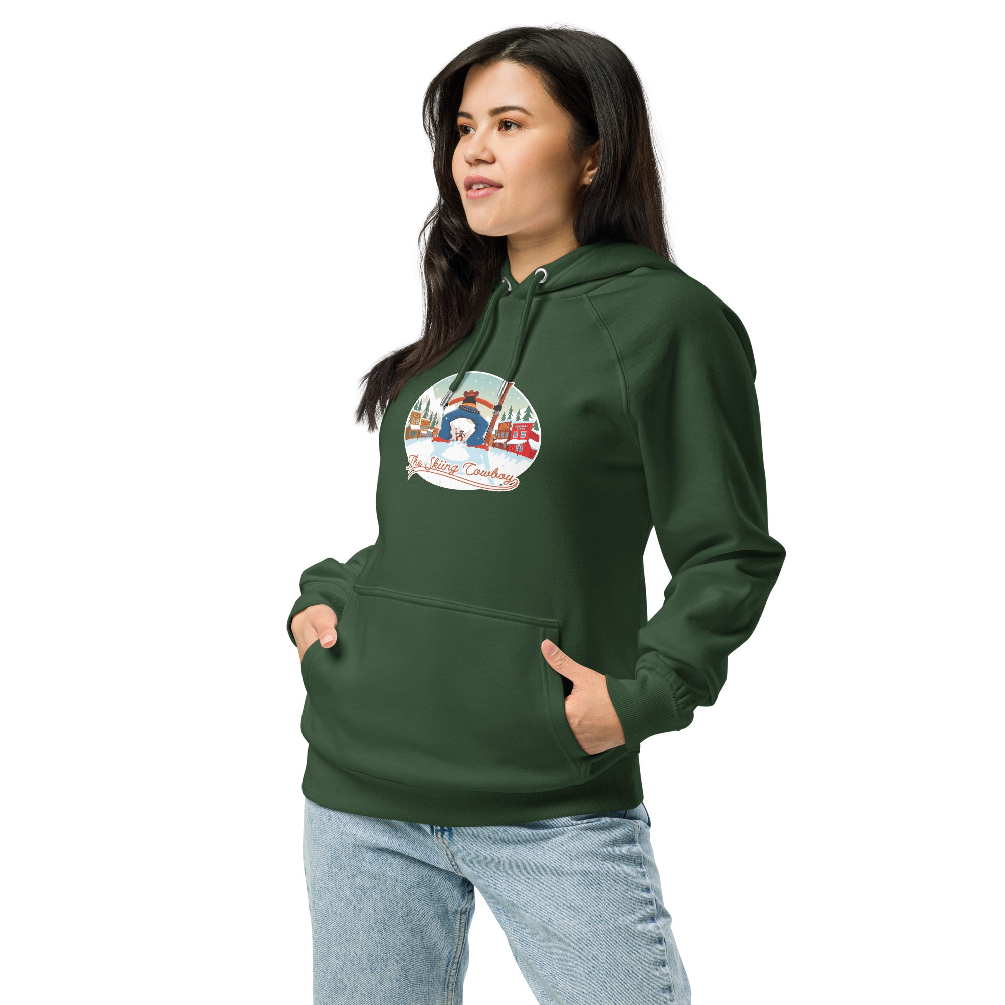 Unisex eco raglan hoodie Skiing Duel