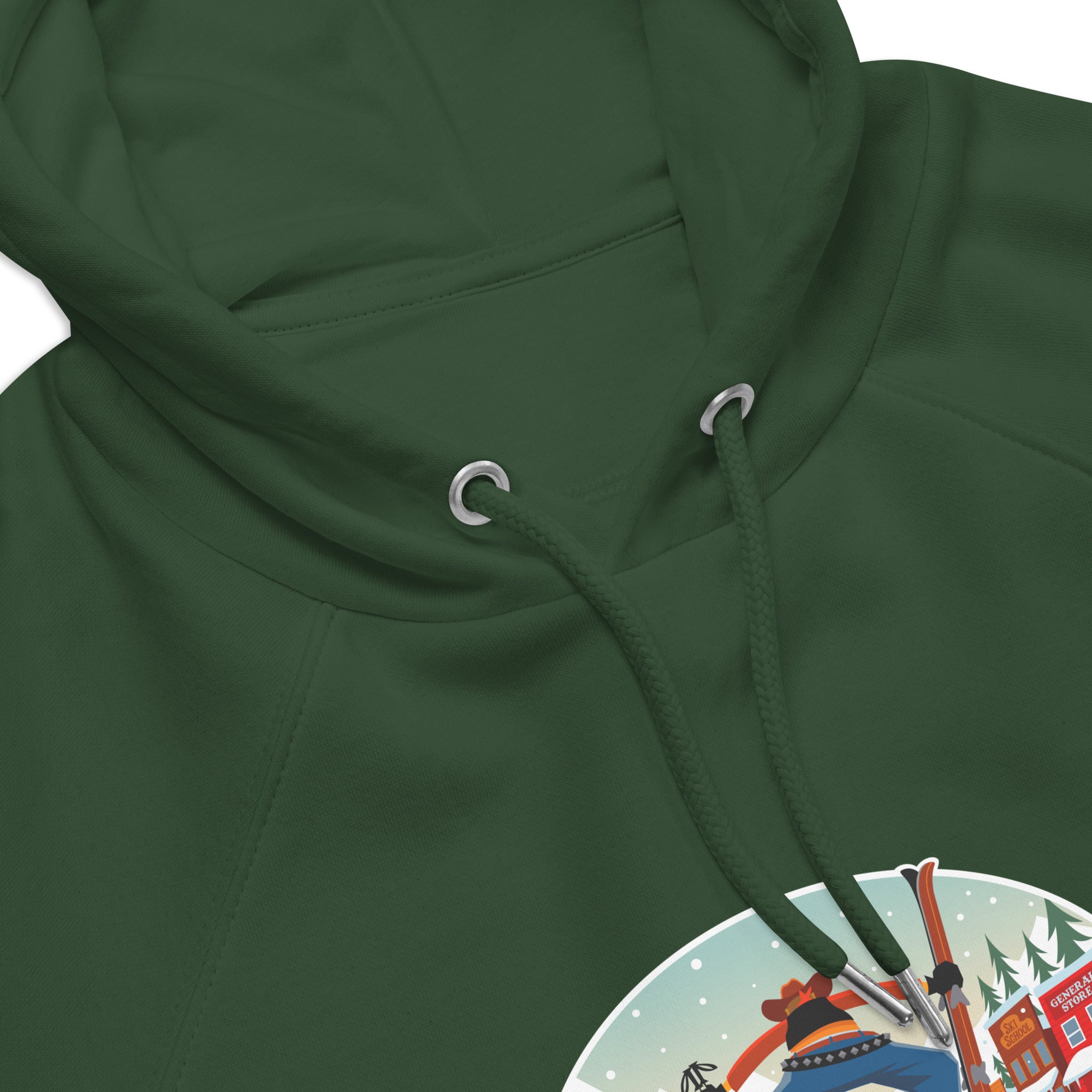 Unisex eco raglan hoodie Skiing Duel (front & back)