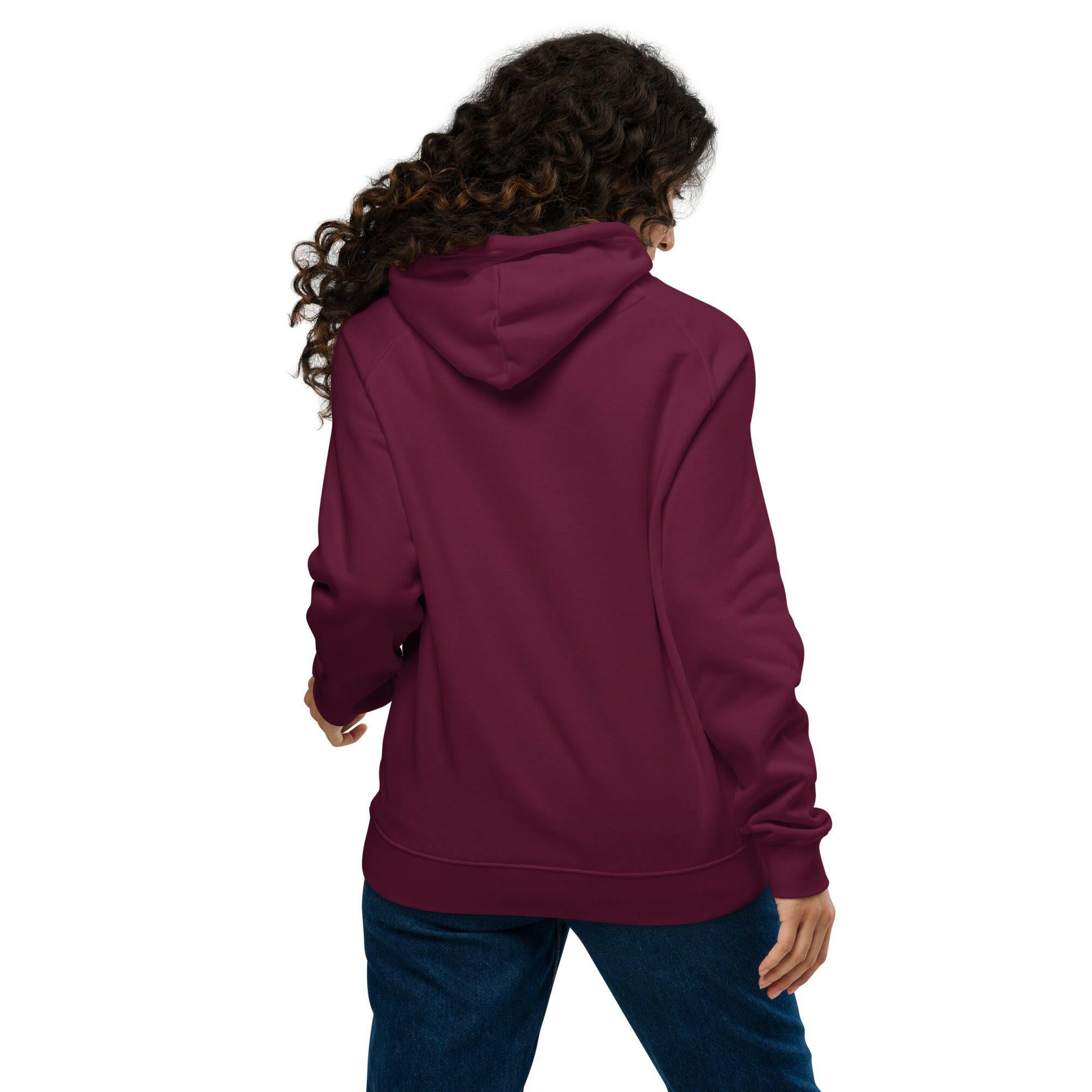 Unisex eco raglan hoodie No Skiboots on Dancefloor on dark colors