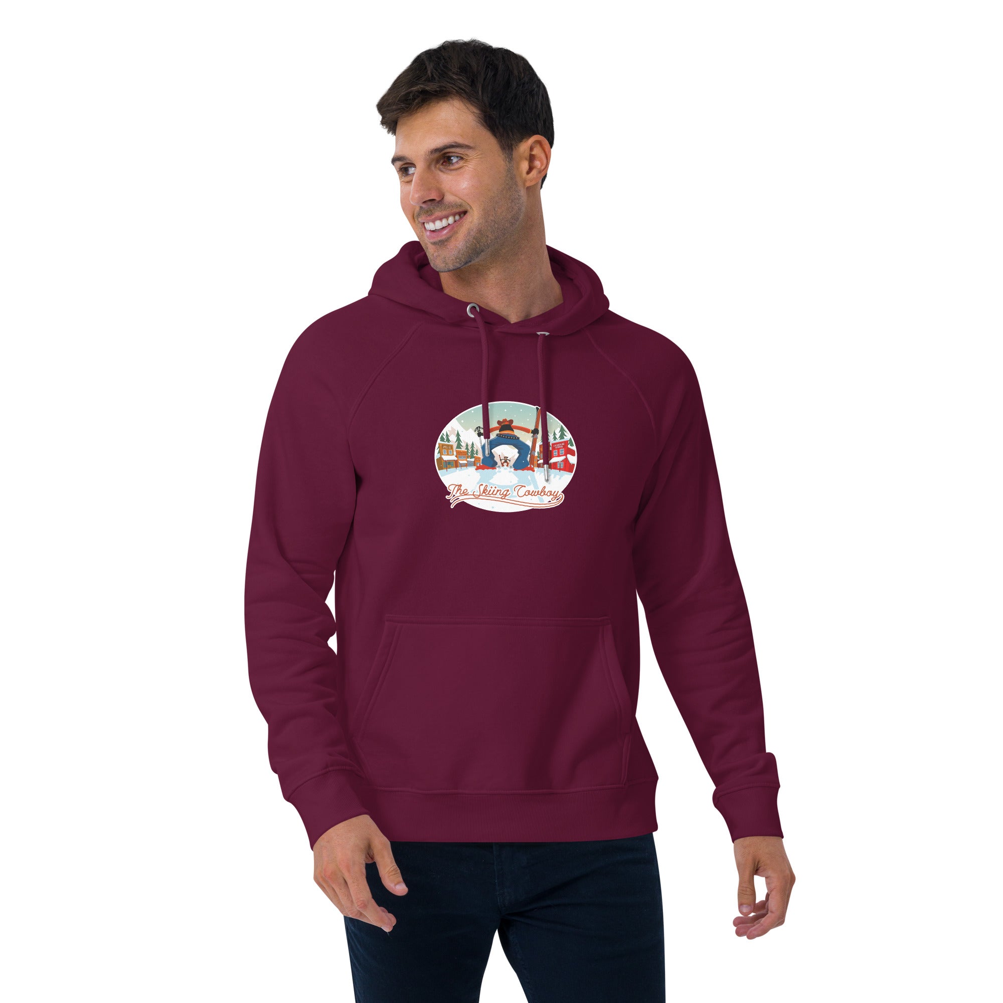 Unisex eco raglan hoodie Skiing Duel