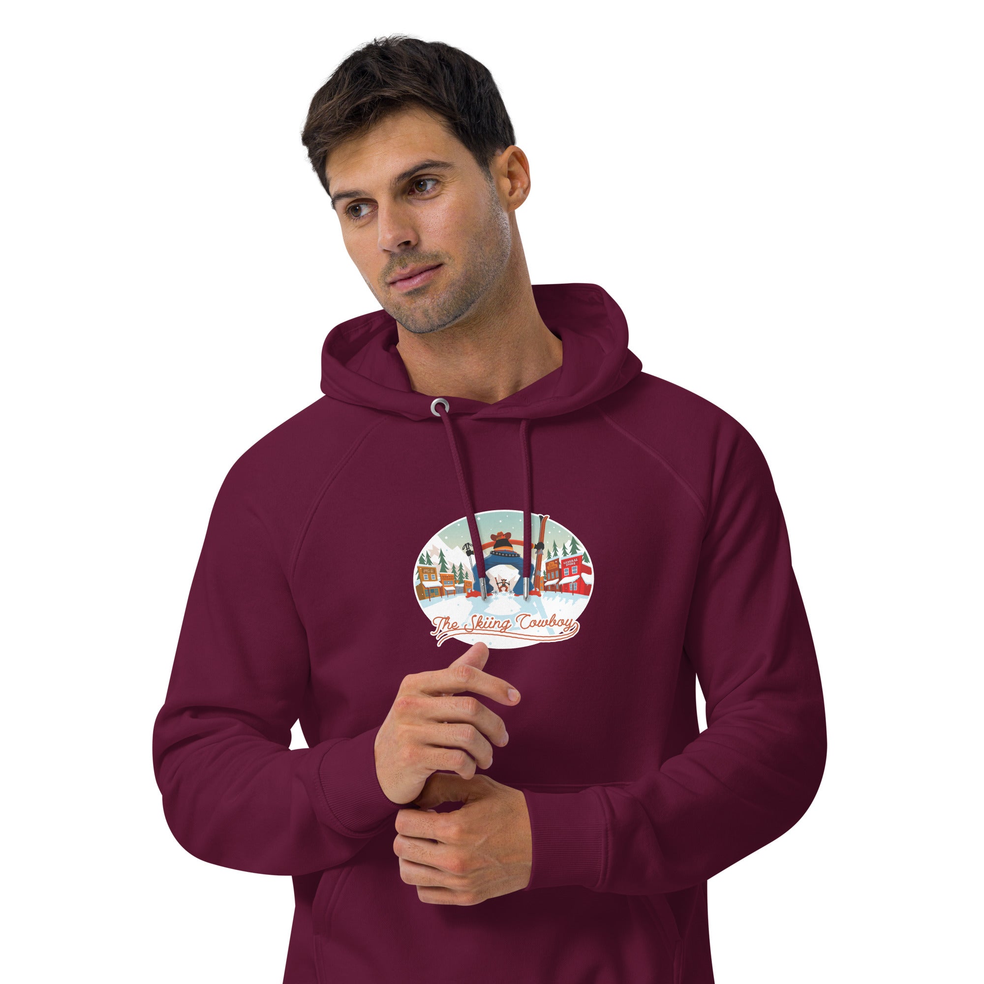 Unisex eco raglan hoodie Skiing Duel