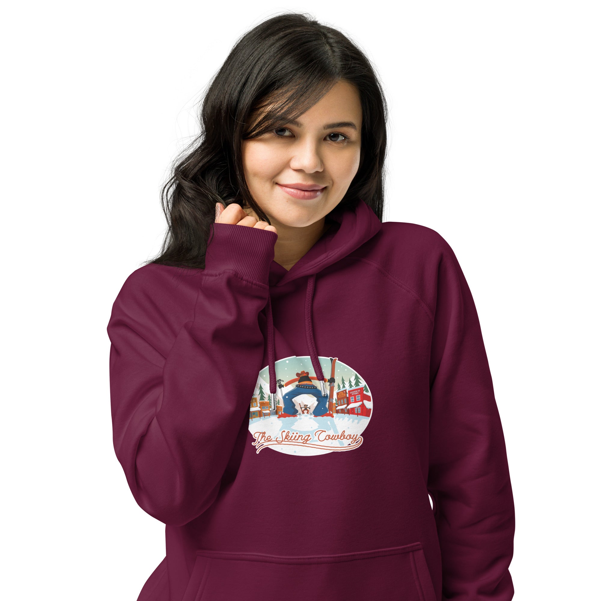 Unisex eco raglan hoodie Skiing Duel