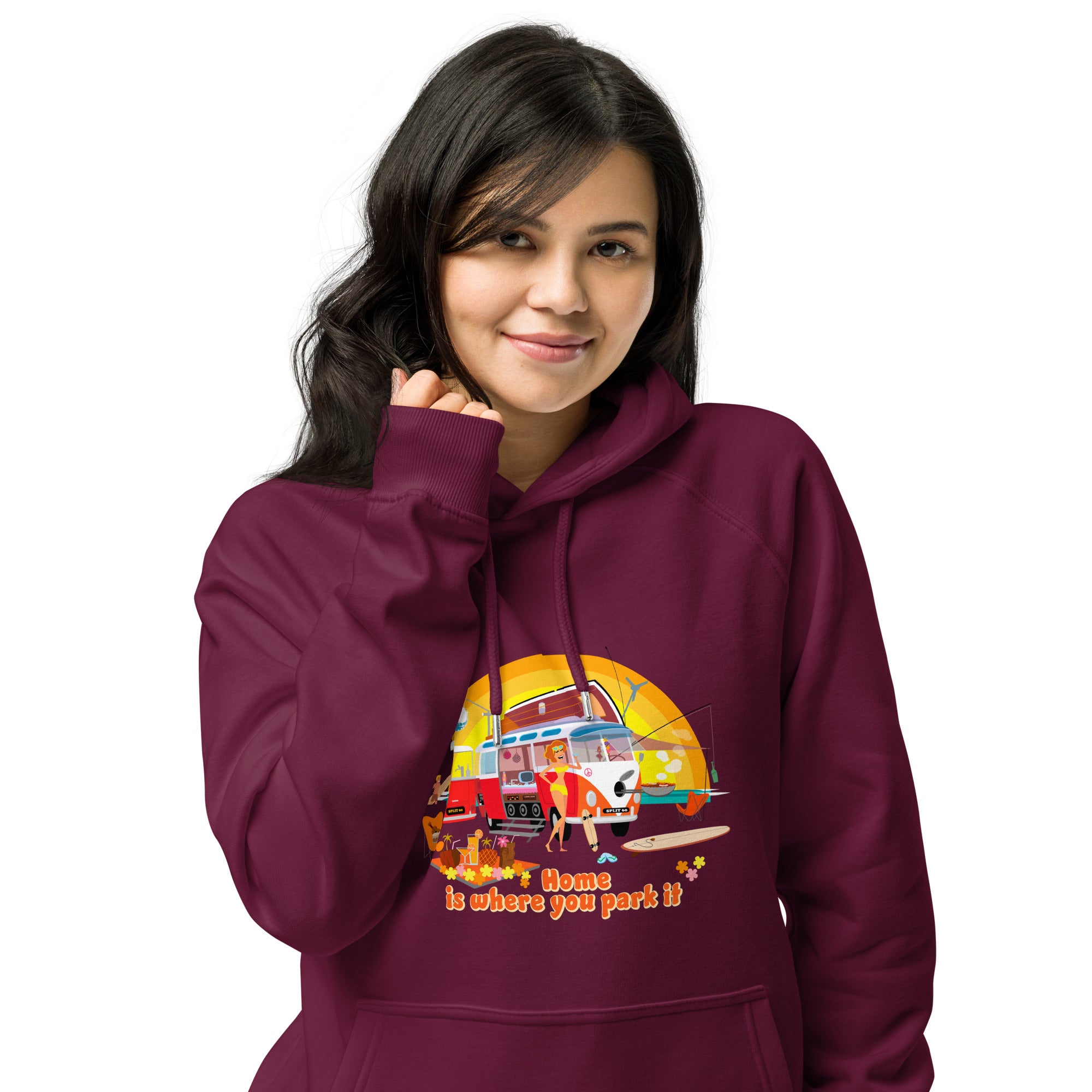 Unisex eco raglan hoodie Ultra Combi Home is where you park it