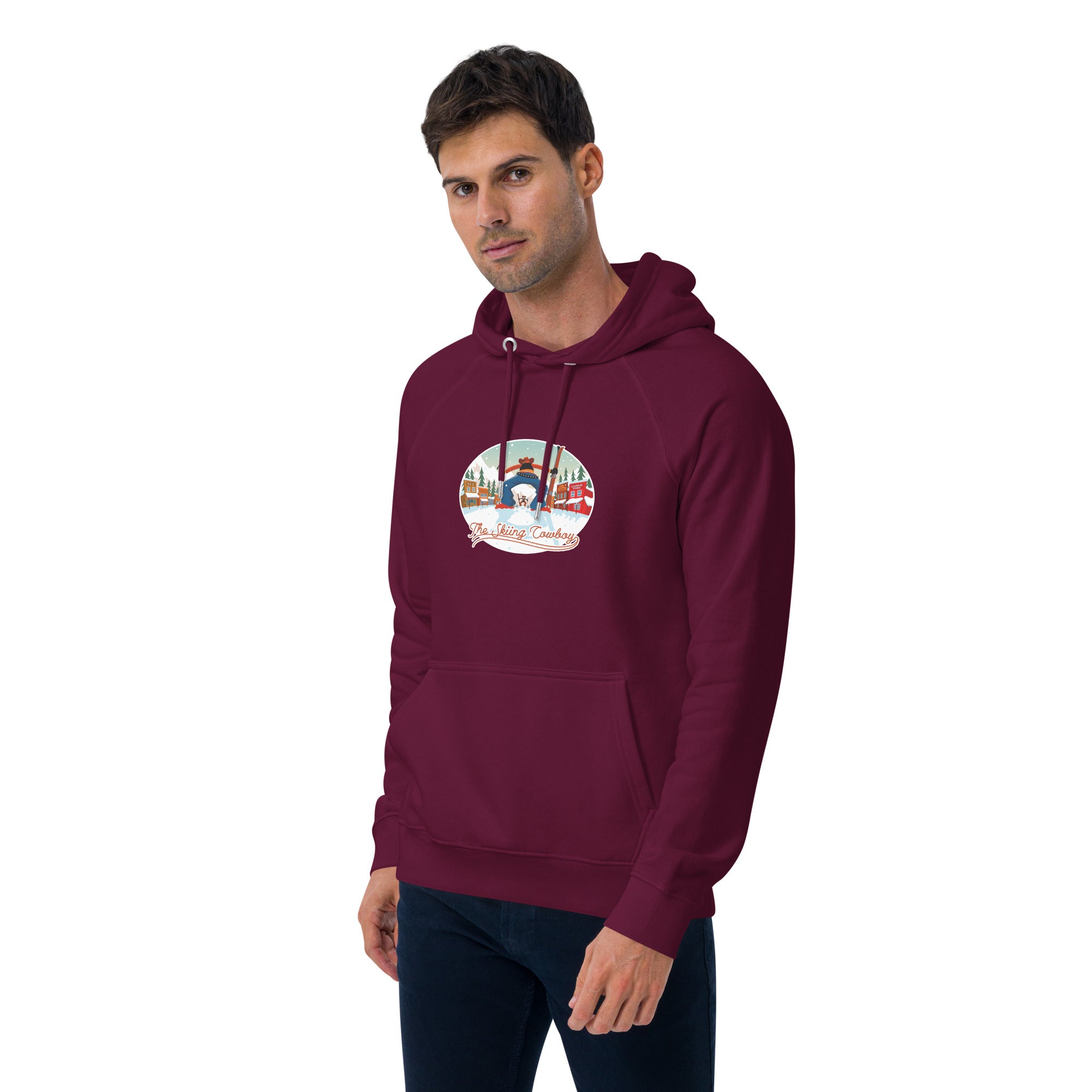 Unisex eco raglan hoodie Skiing Duel