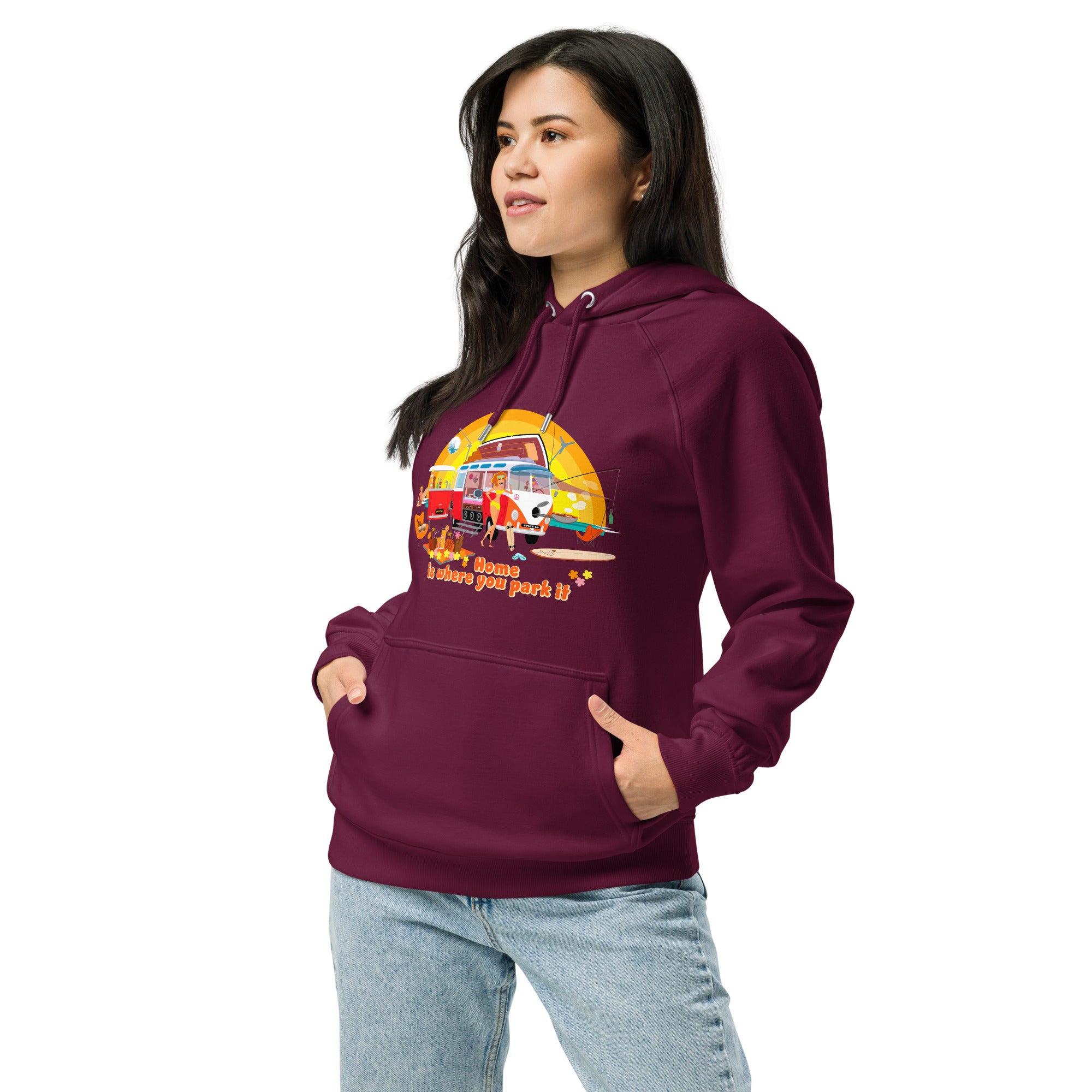 Unisex eco raglan hoodie Ultra Combi Home is where you park it