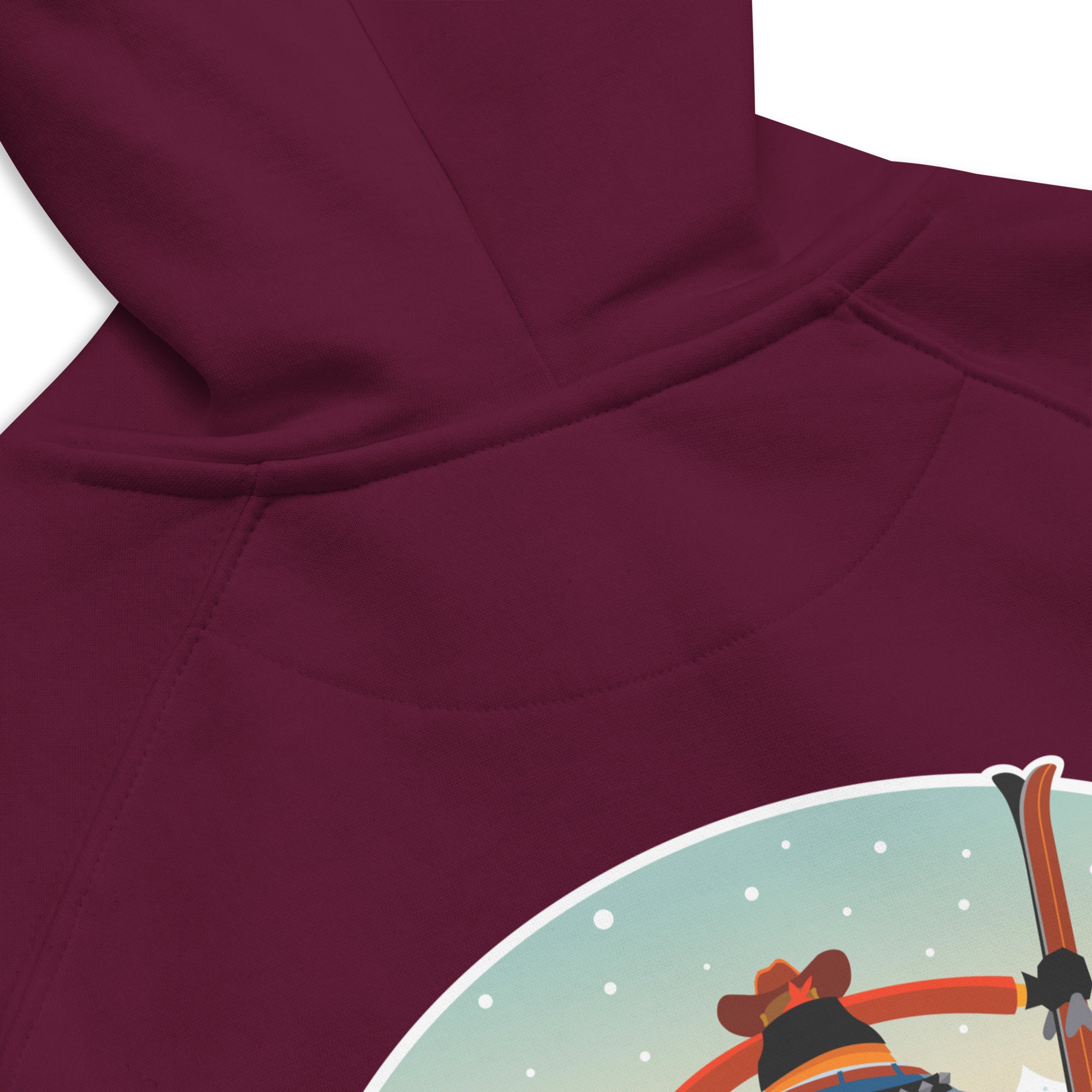 Unisex eco raglan hoodie Skiing Duel (front & back)