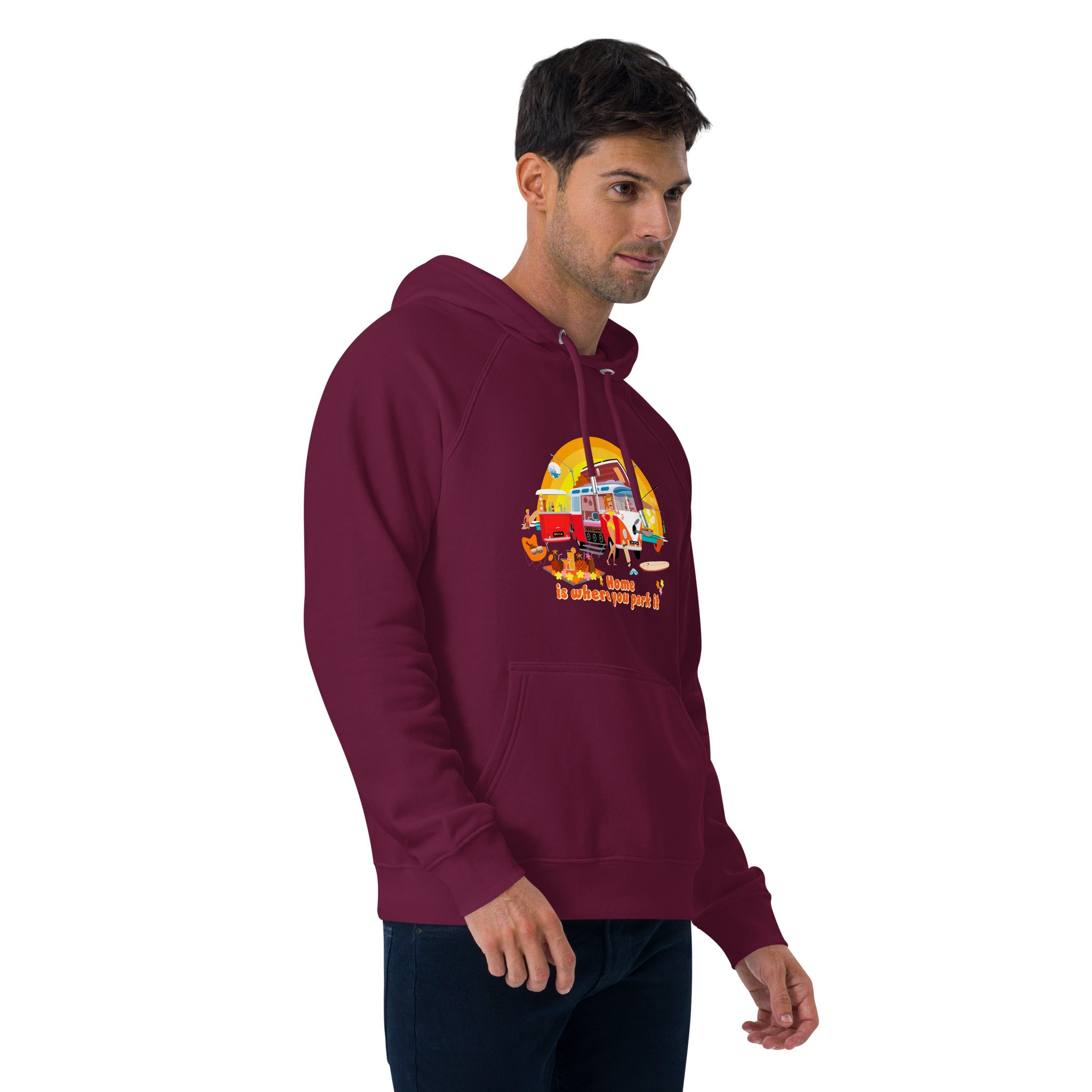 Unisex eco raglan hoodie Ultra Combi Home is where you park it