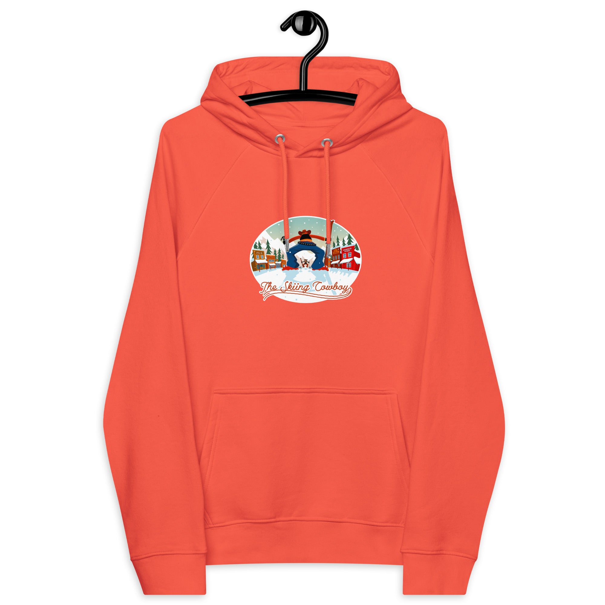 Unisex eco raglan hoodie Skiing Duel (front & back)