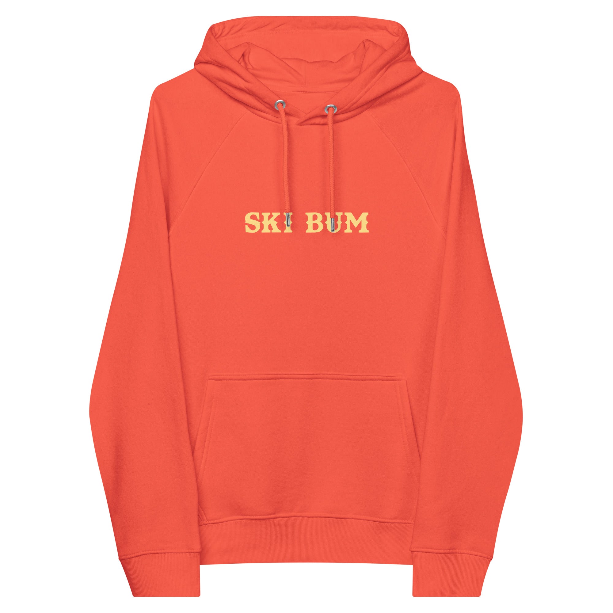 Unisex eco raglan hoodie Ski Bum light text