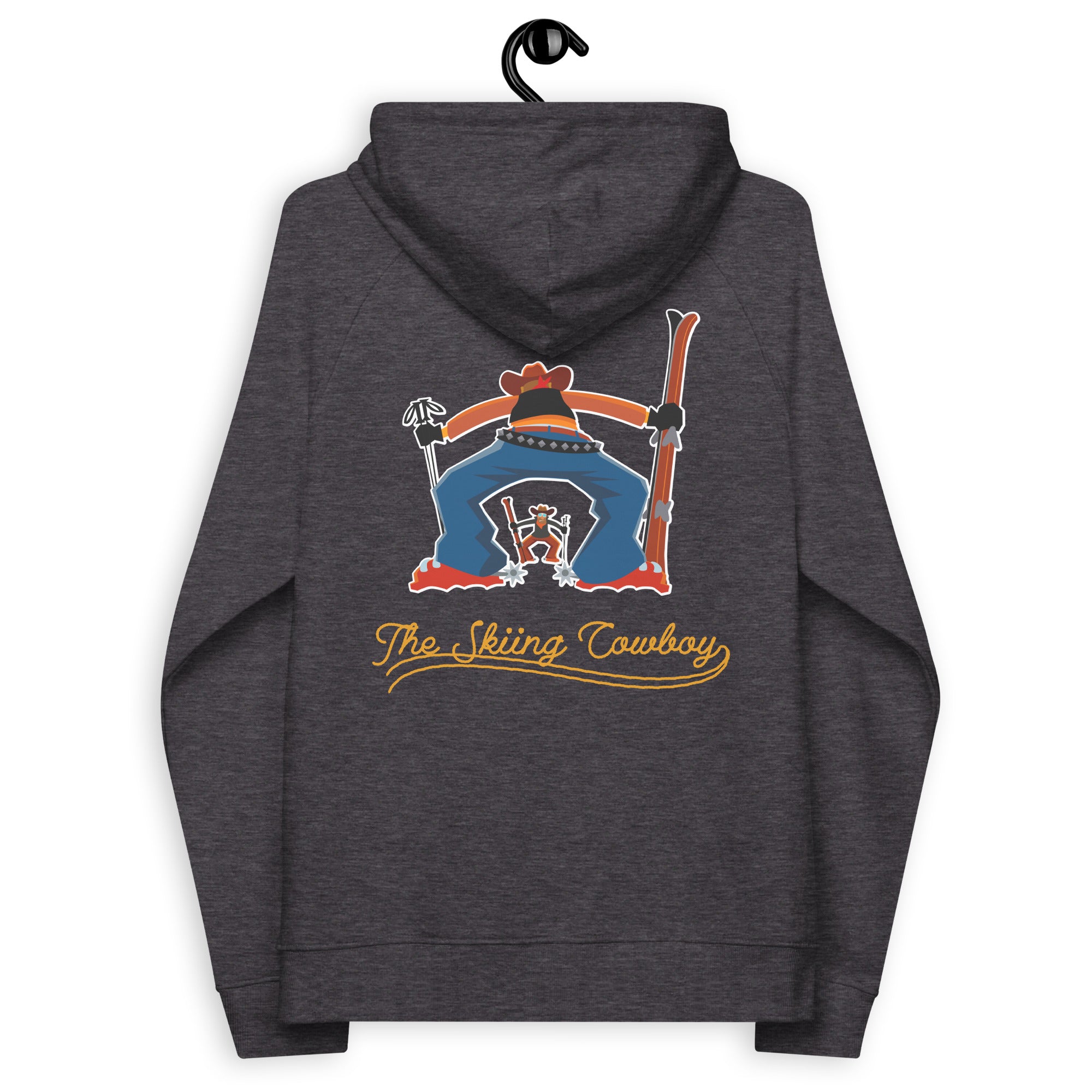 Unisex eco raglan hoodie Skiing Duel Outline (front & back)