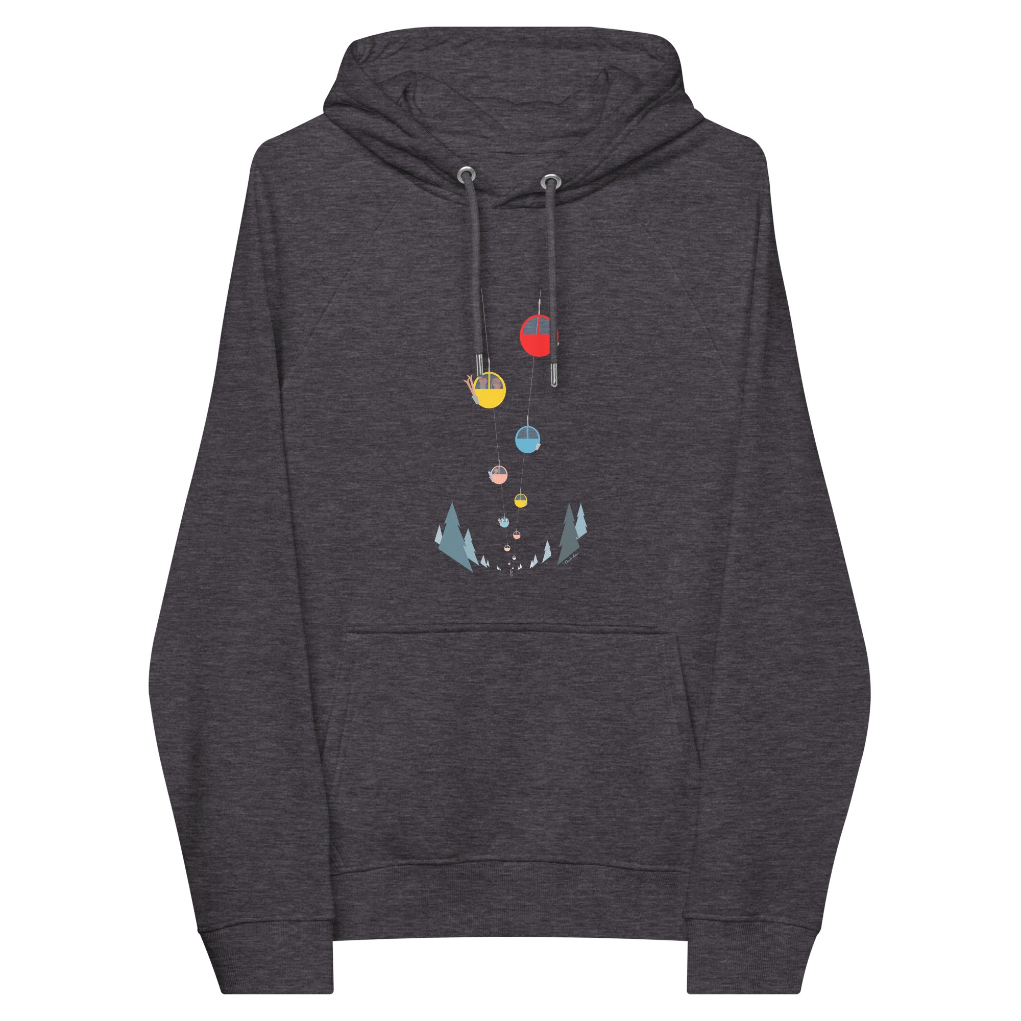 Unisex eco raglan hoodie Gondolas in the mist