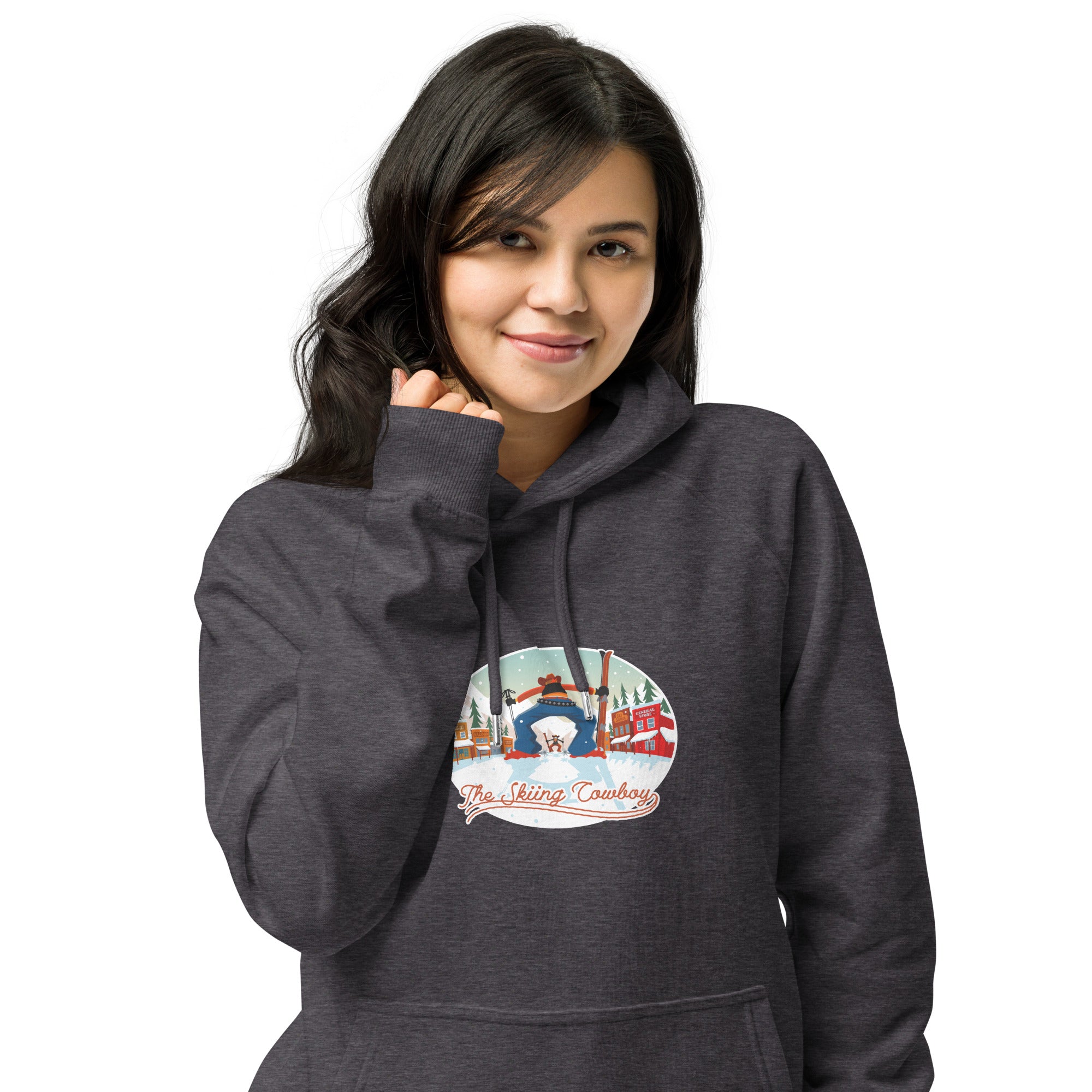 Unisex eco raglan hoodie Skiing Duel