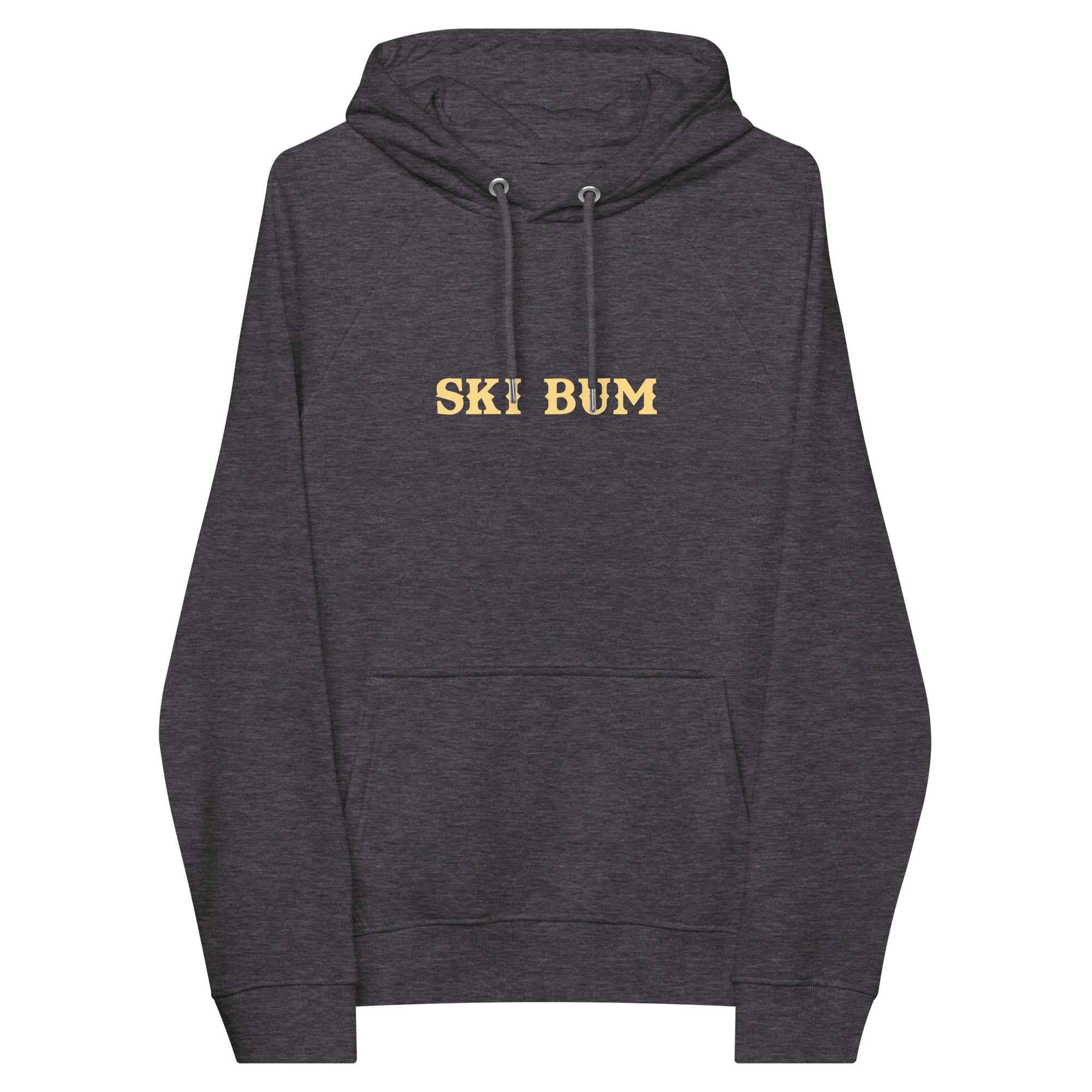 Unisex eco raglan hoodie Ski Bum light text