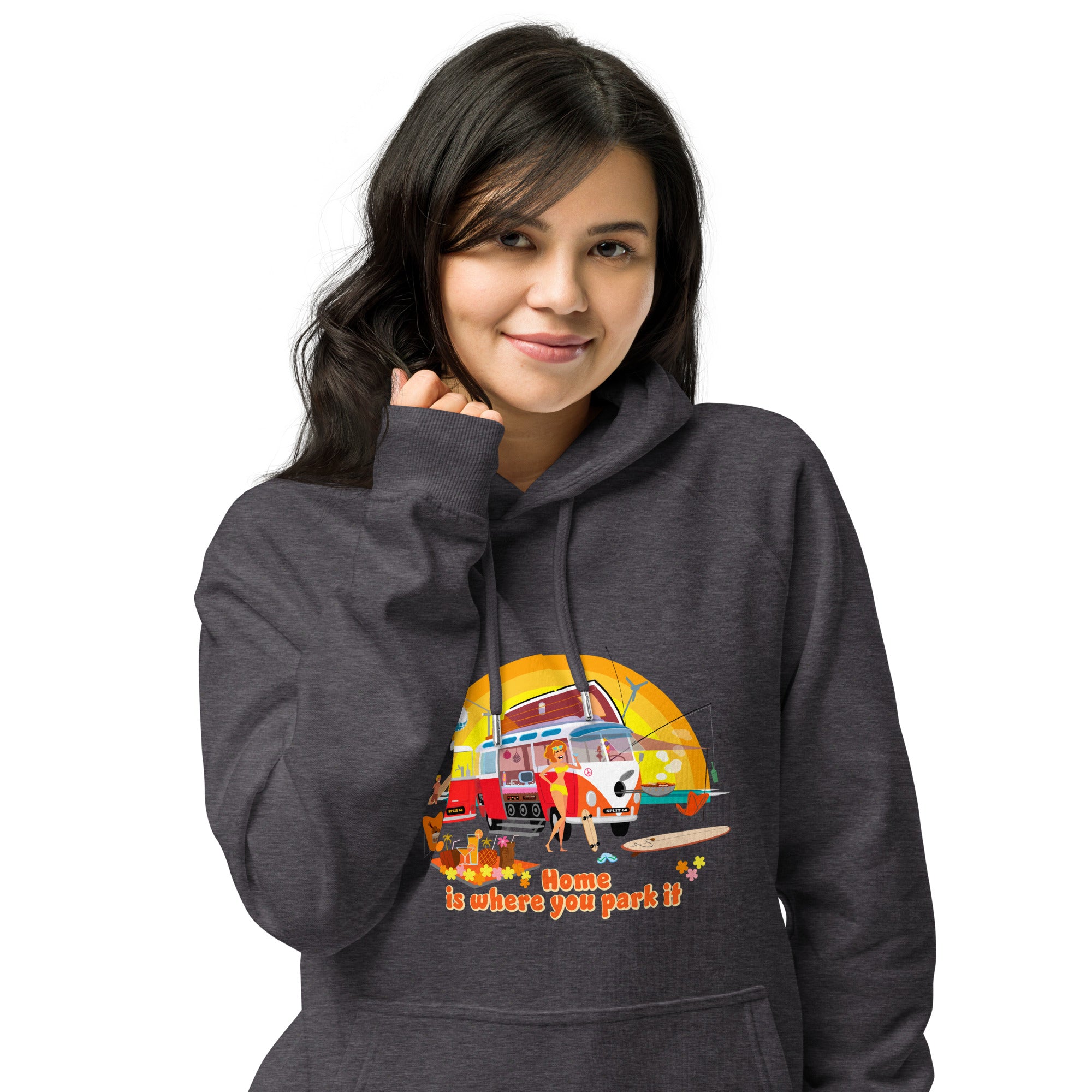 Unisex eco raglan hoodie Ultra Combi Home is where you park it