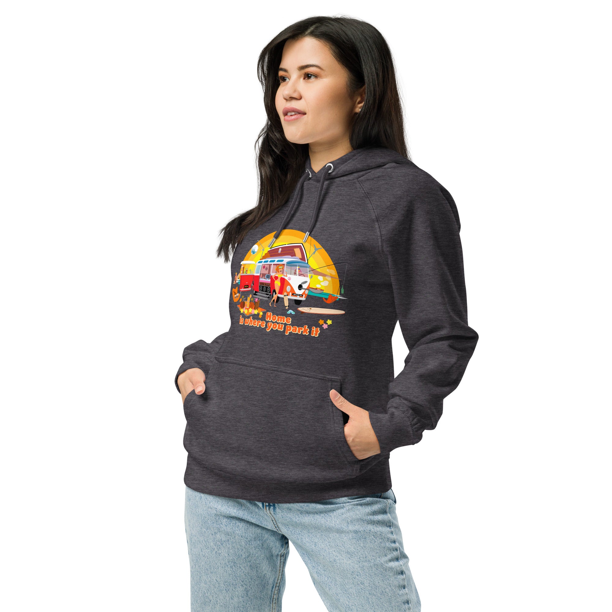 Unisex eco raglan hoodie Ultra Combi Home is where you park it