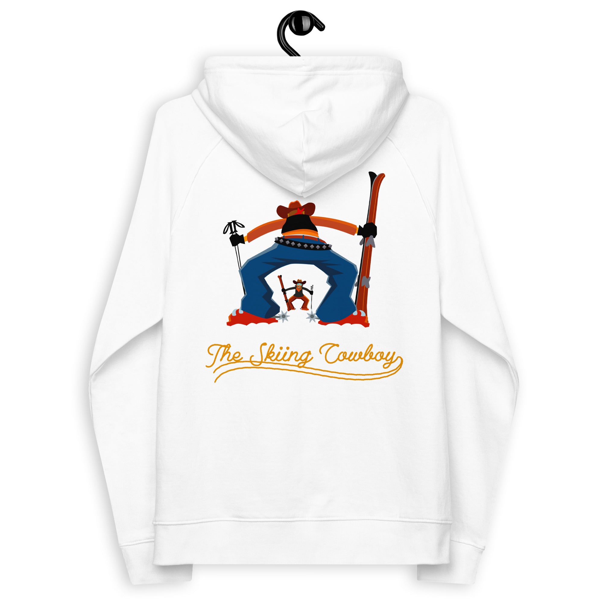 Unisex eco raglan hoodie Skiing Duel Outline (front & back)