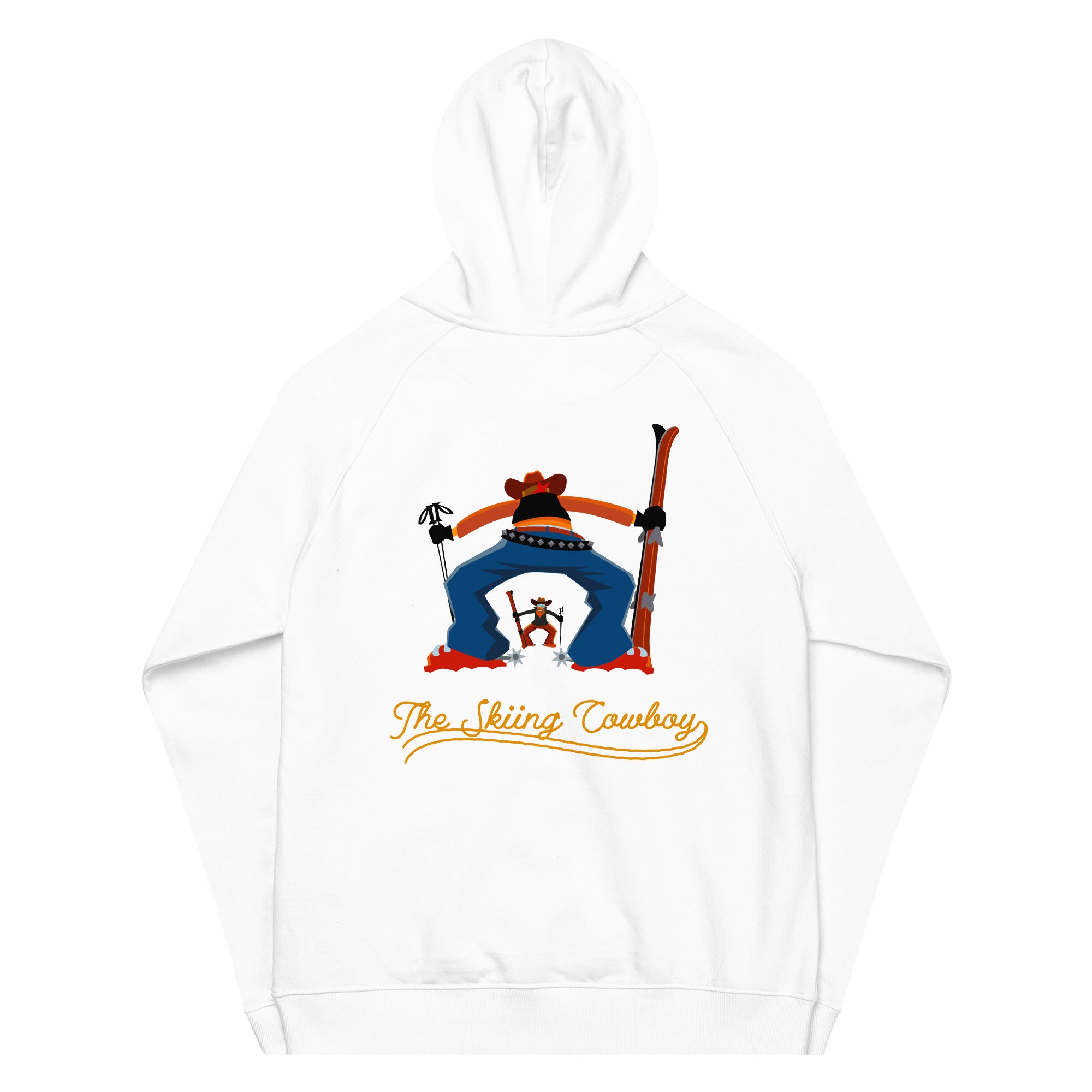 Unisex eco raglan hoodie Skiing Duel Outline (front & back)