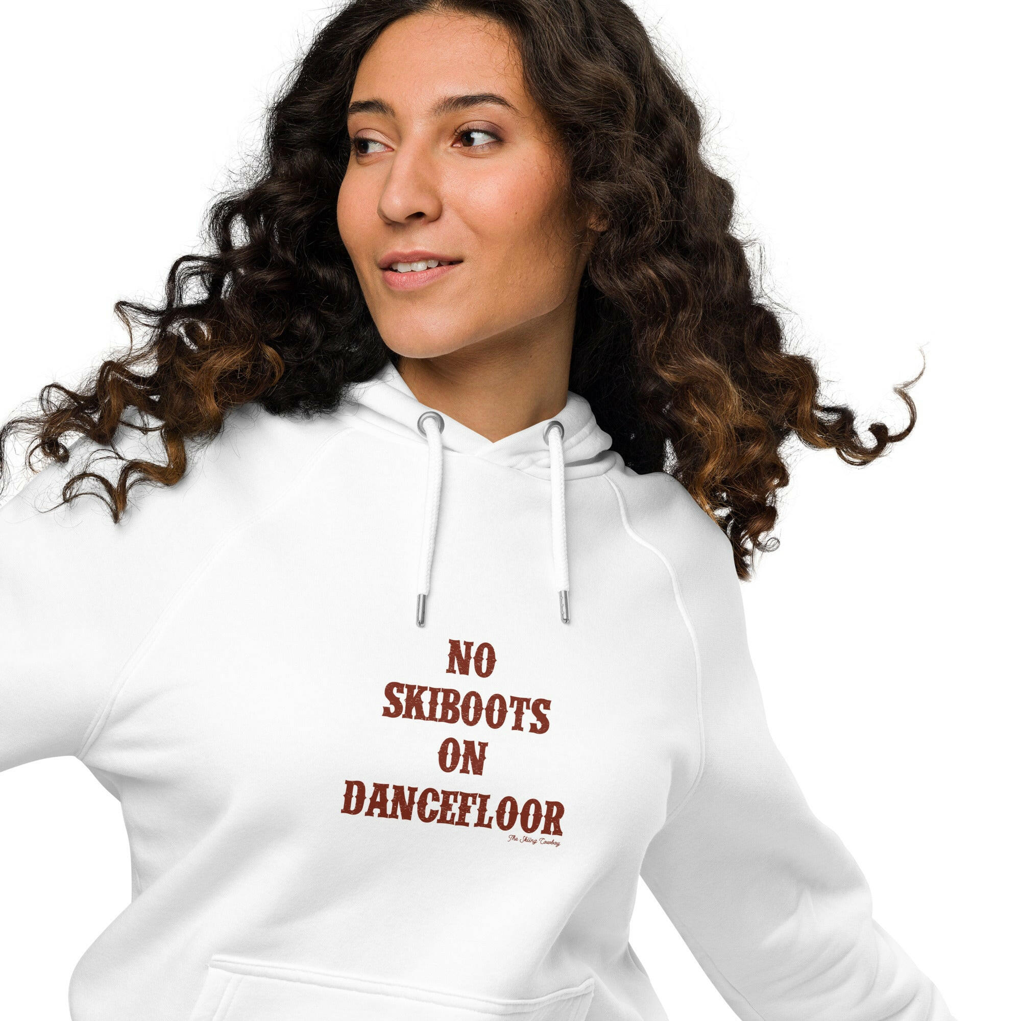 Unisex eco raglan hoodie No Skiboots on Dancefloor