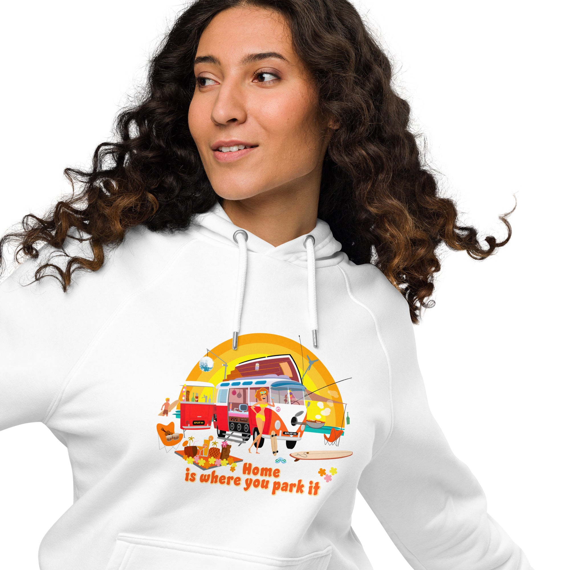 Unisex eco raglan hoodie Ultra Combi Home is where you park it