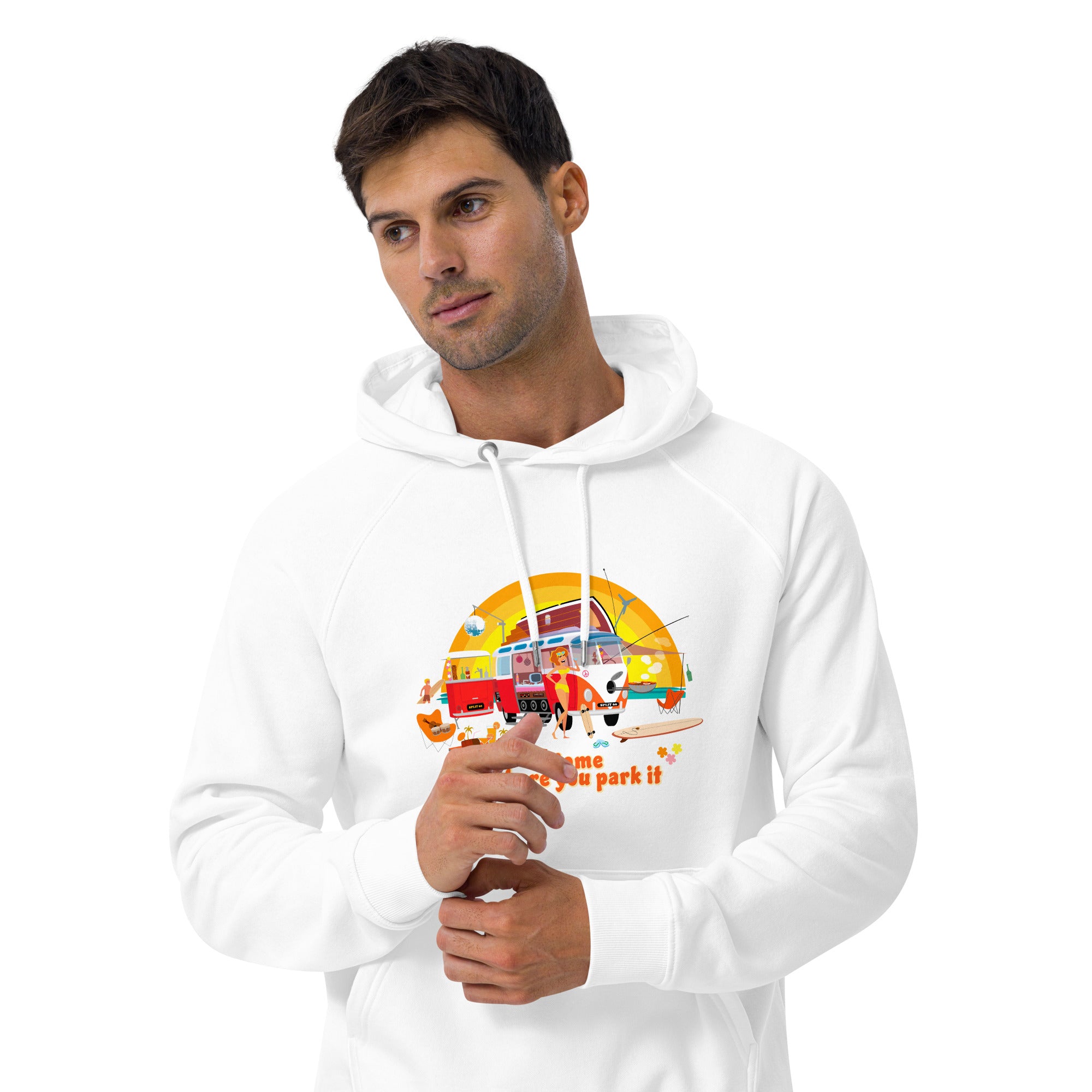 Unisex eco raglan hoodie Ultra Combi Home is where you park it