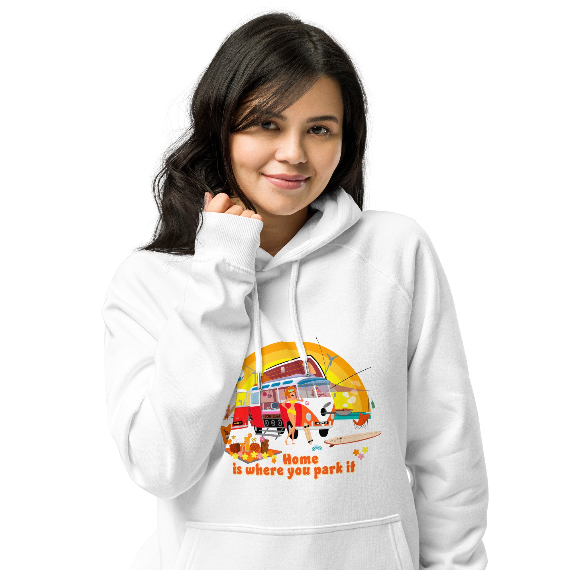 Unisex eco raglan hoodie Ultra Combi Home is where you park it