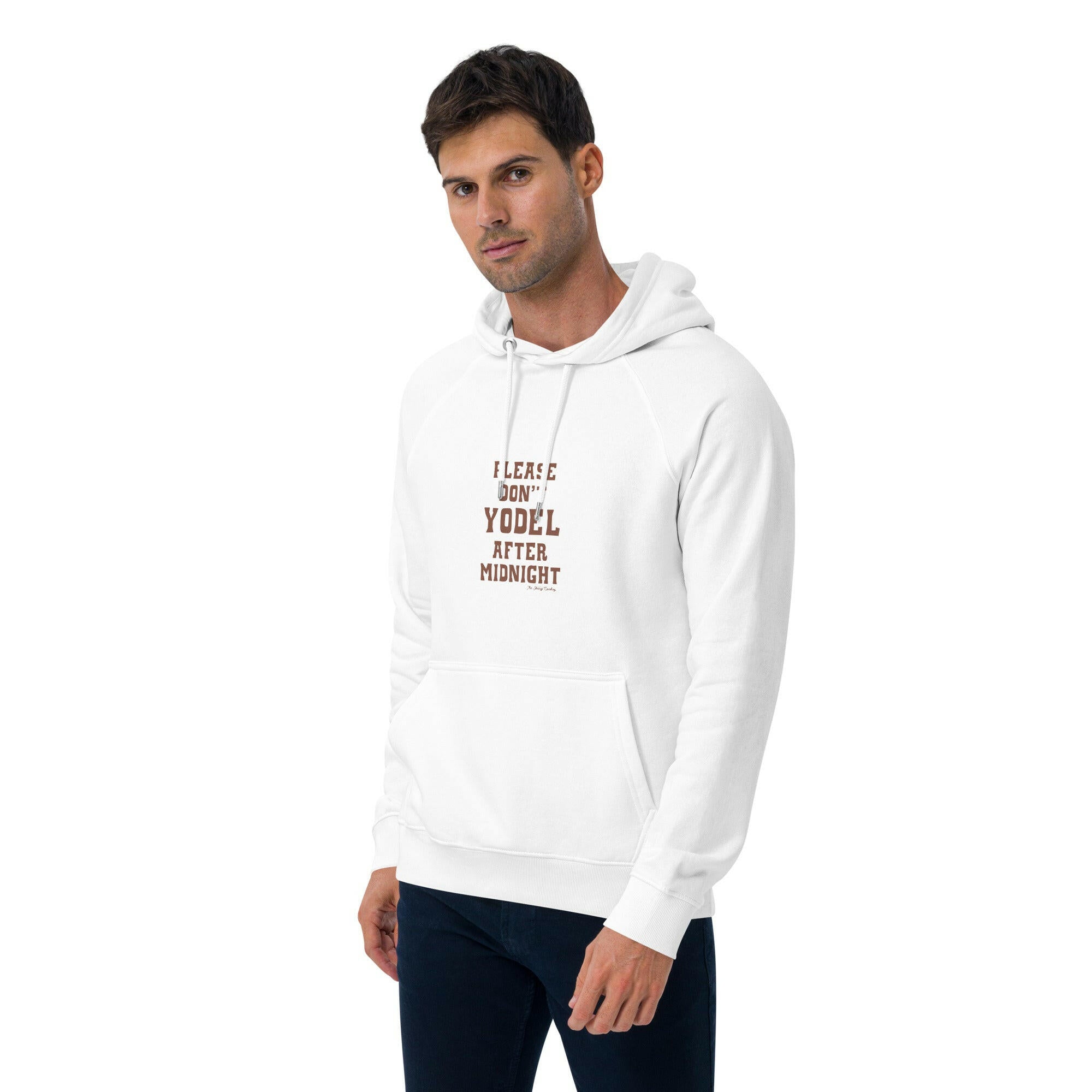 Unisex eco raglan hoodie Don't Yodel After Midnight