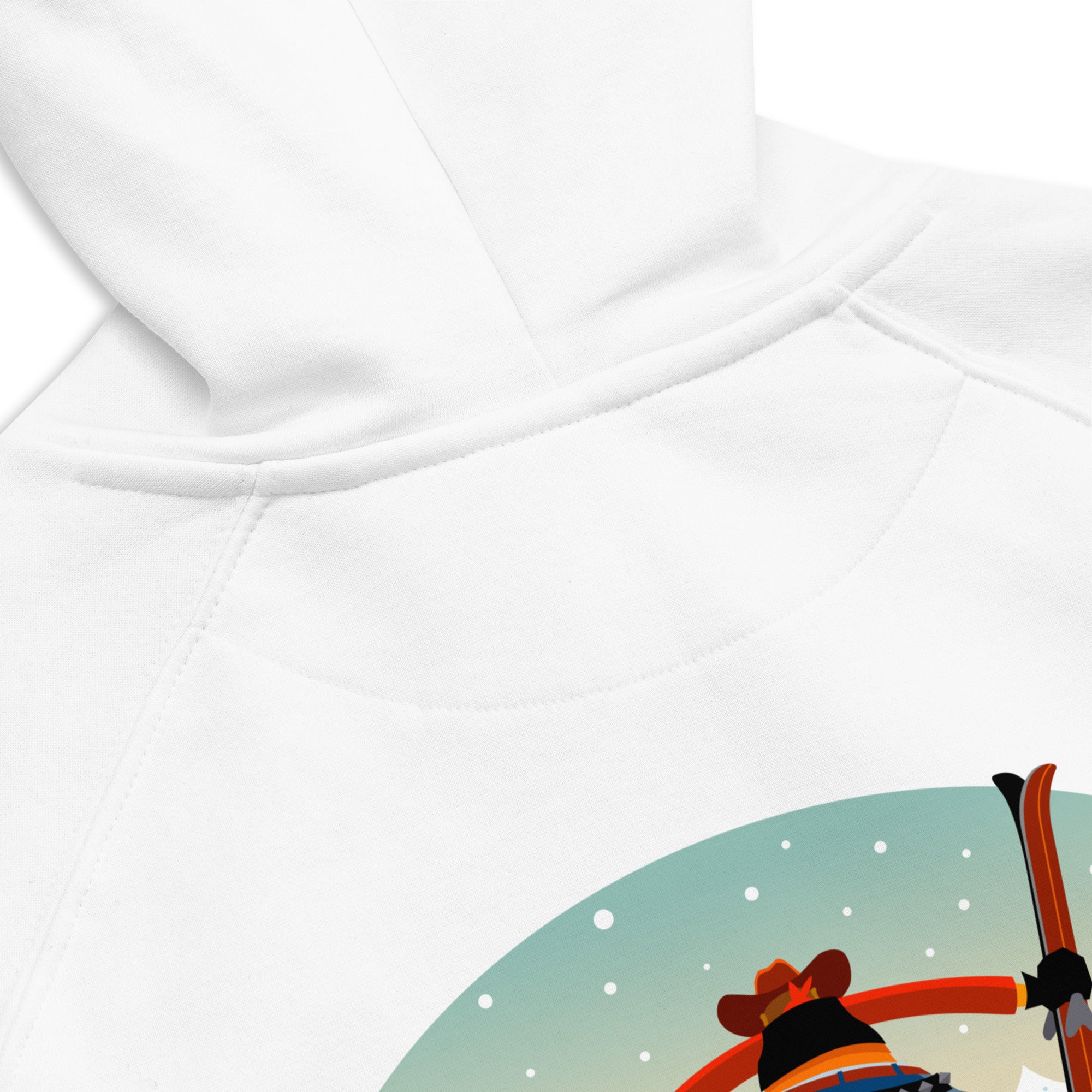 Unisex eco raglan hoodie Skiing Duel (front & back)