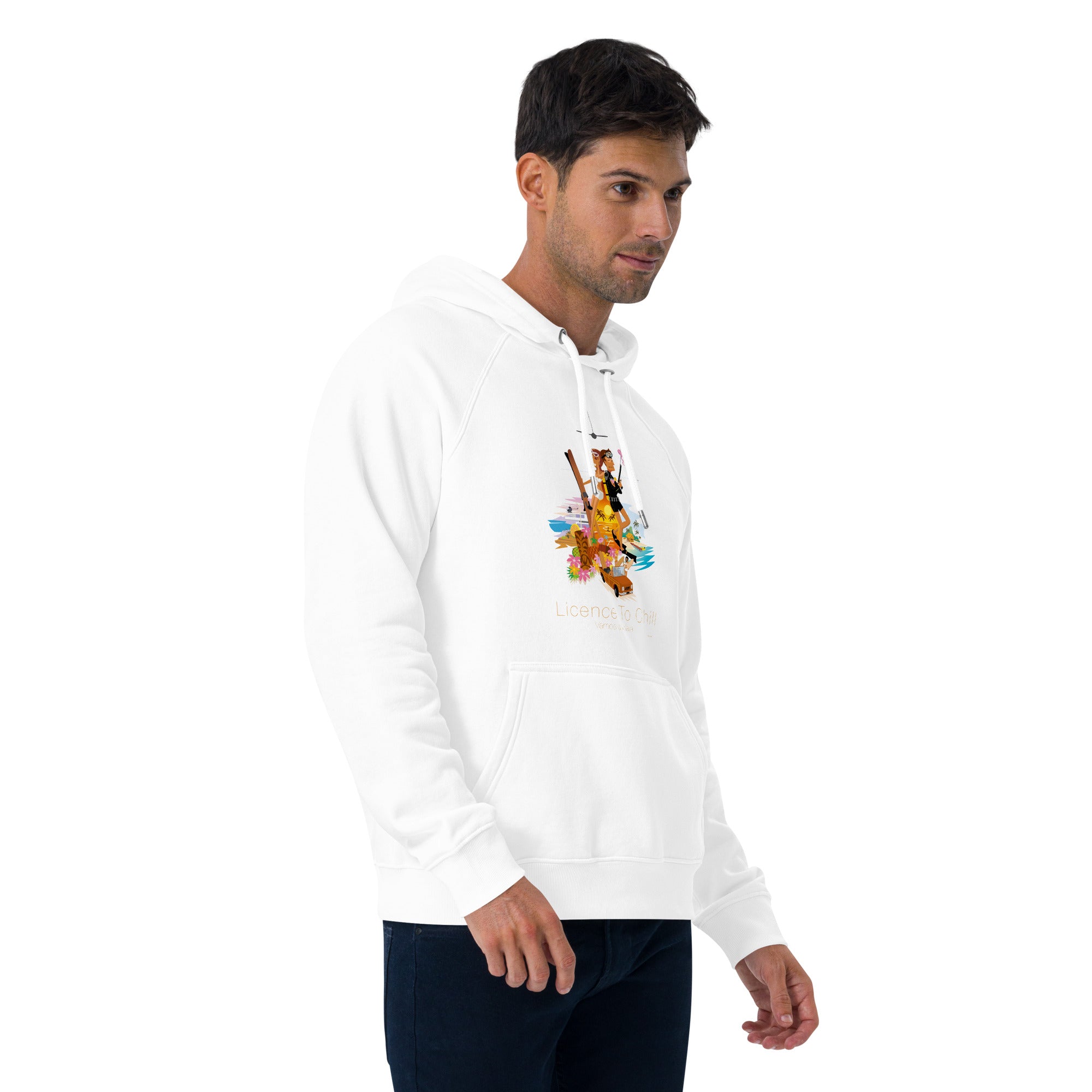 Unisex eco raglan hoodie License to Chill Vamos a la Playa