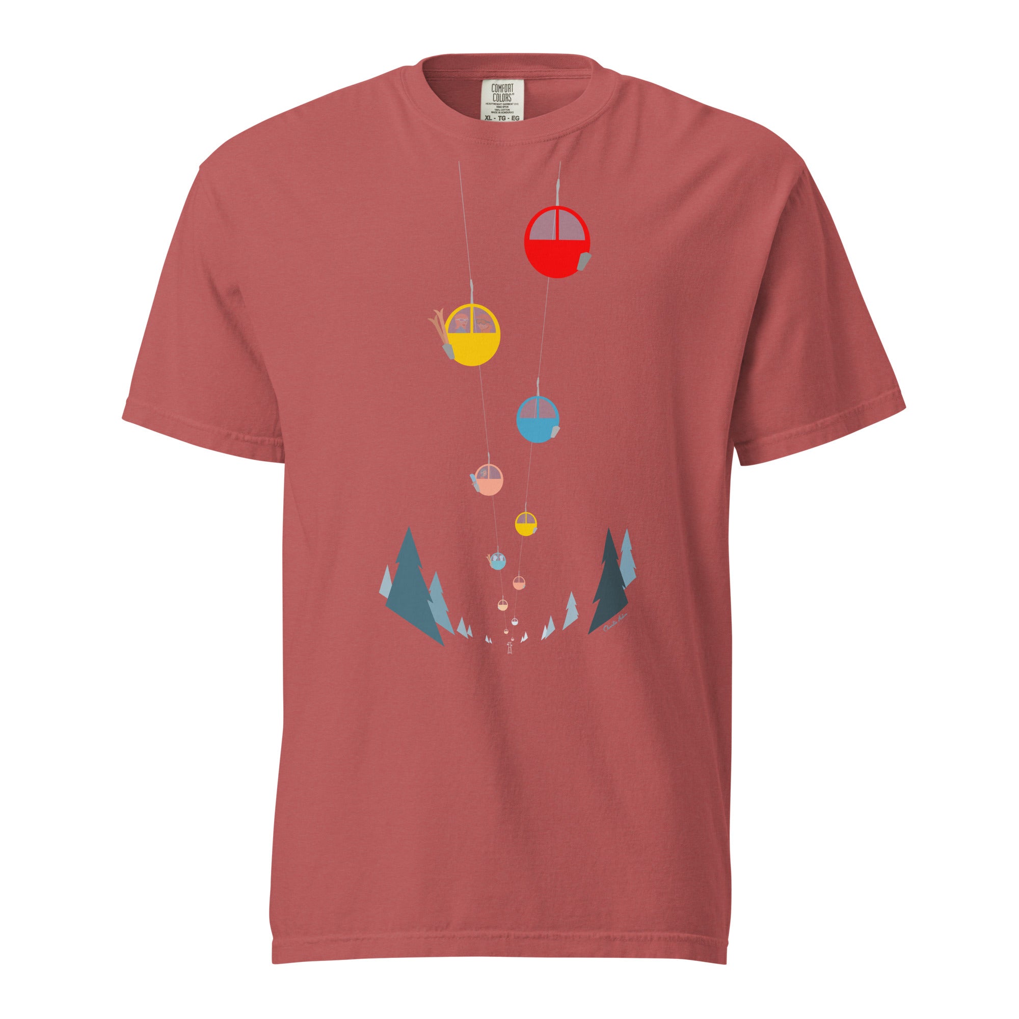 Unisex garment-dyed heavyweight t-shirt Gondolas in the mist on reds