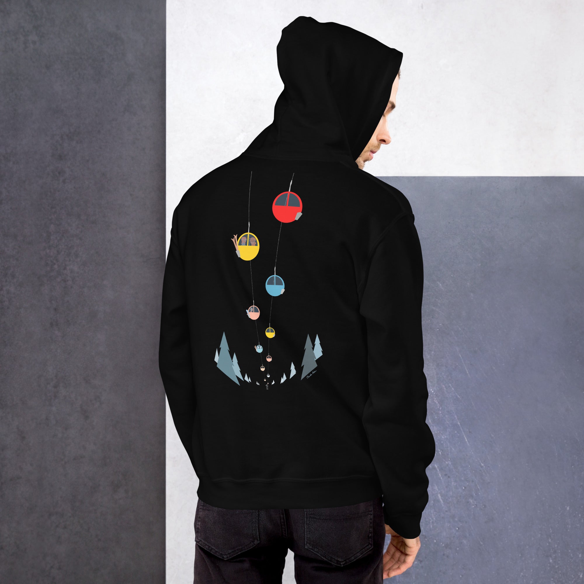 Unisex Hoodie Gondolas in the mist (front & back)