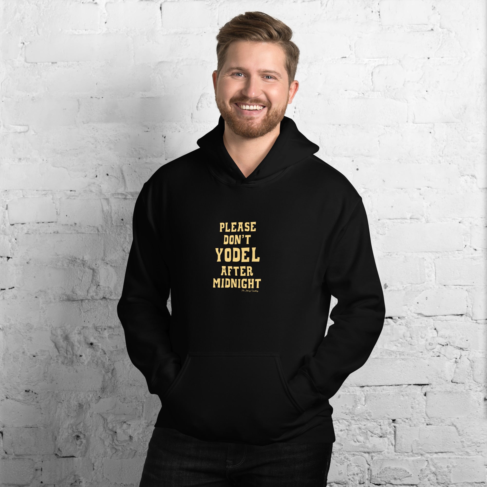 Unisex Hoodie Don't Yodel After Midnight on dark colors