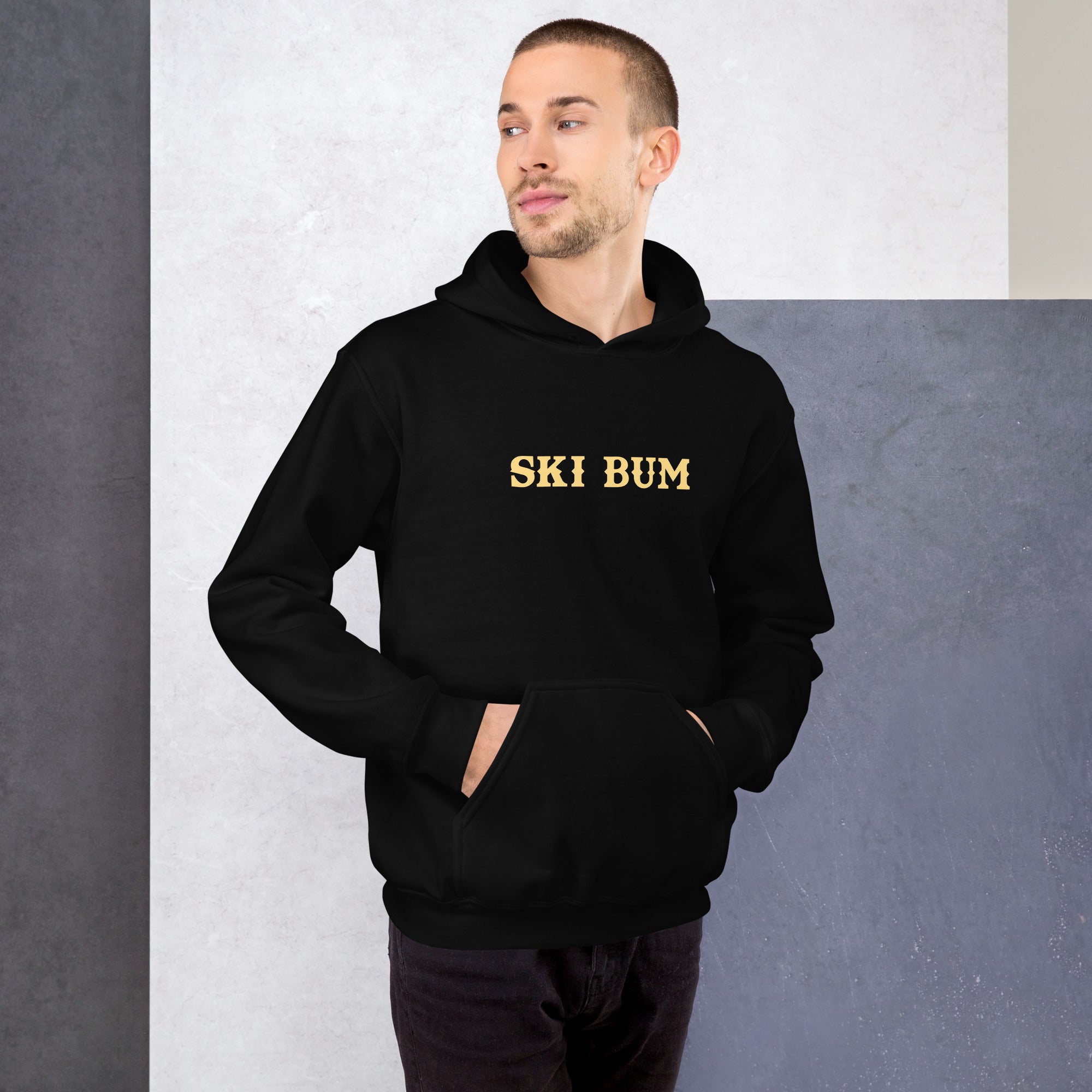 Unisex Hoodie Ski Bum on dark colors