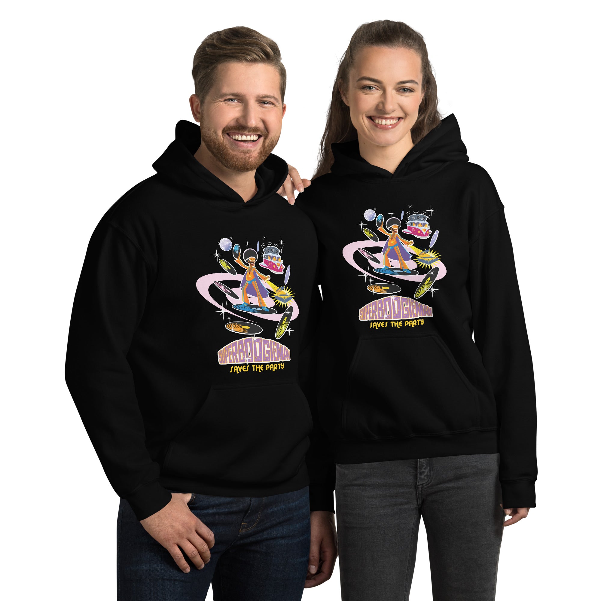 Unisex Hoodie Superboogieman Saves the Party on dark colors