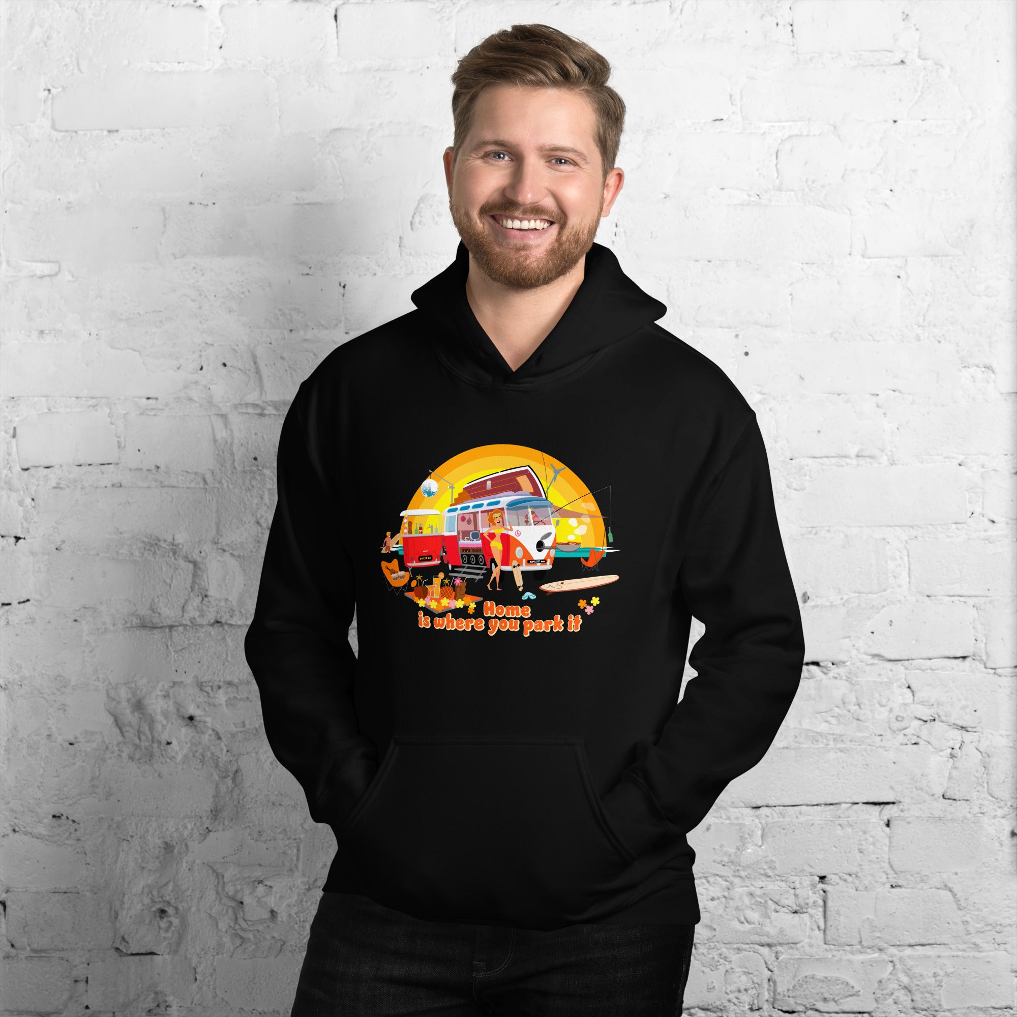 Unisex Hoodie Ultra Combi: Home is where you park it on dark colors