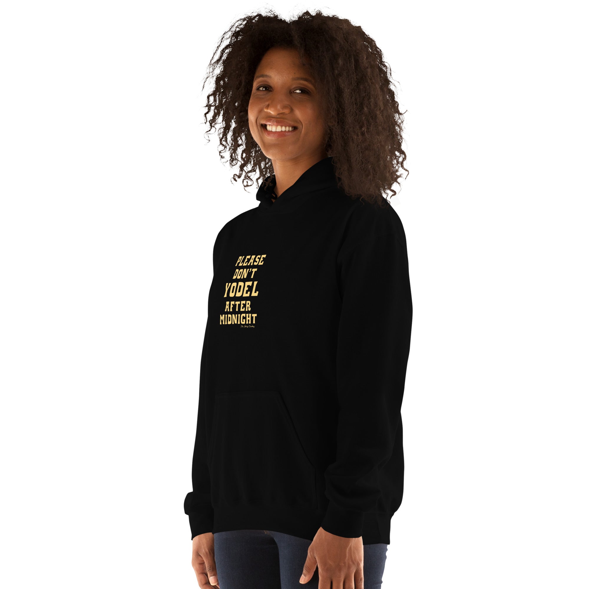 Unisex Hoodie Don't Yodel After Midnight on dark colors