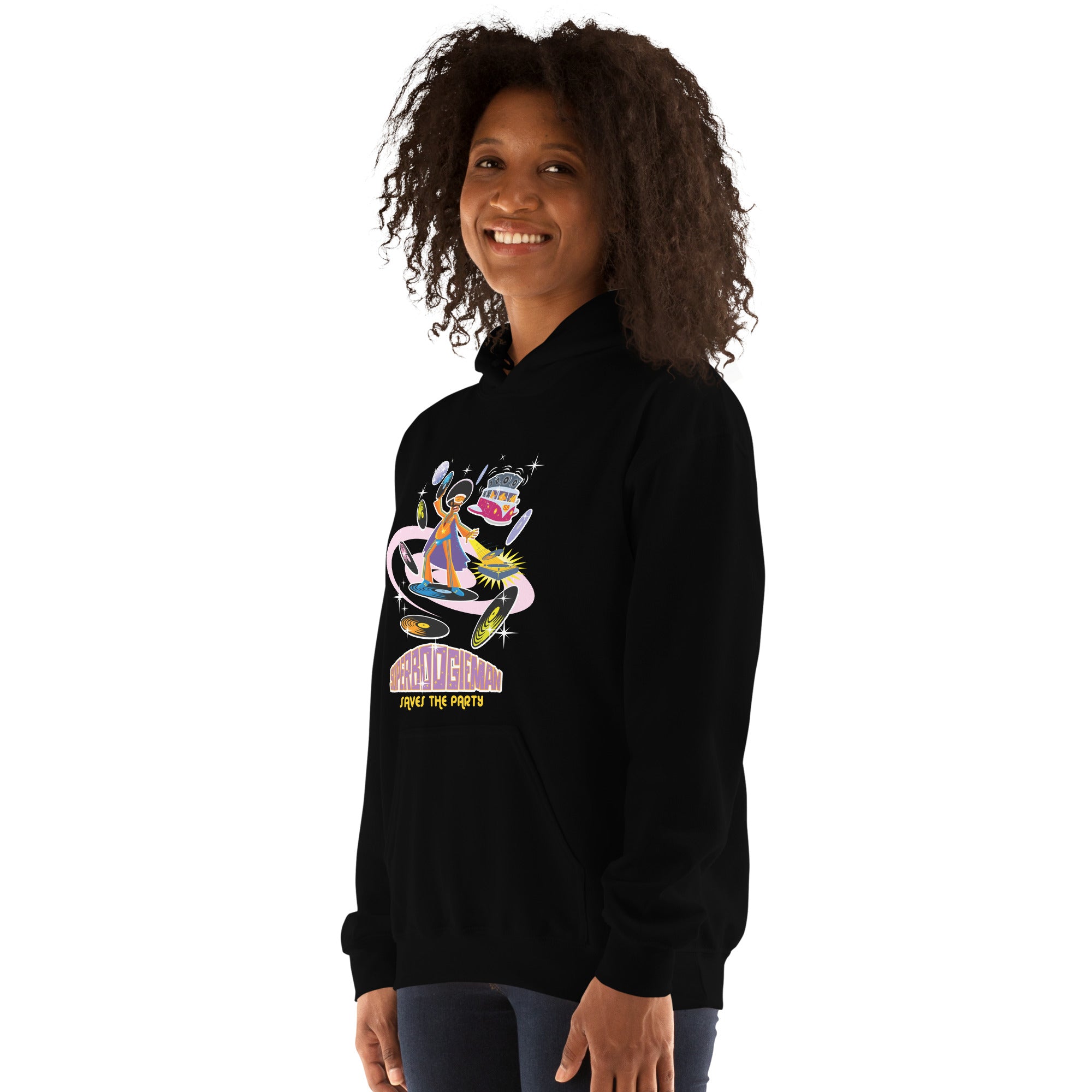 Unisex Hoodie Superboogieman Saves the Party on dark colors