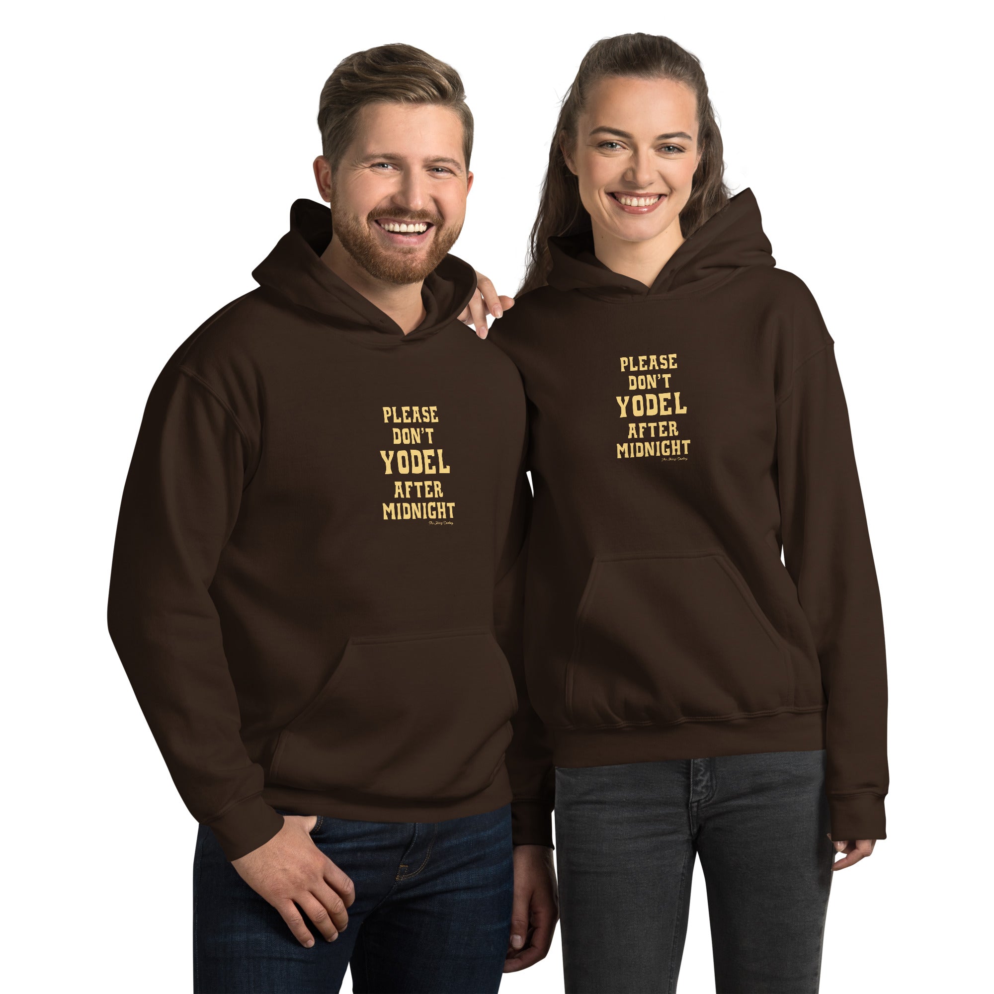 Unisex Hoodie Don't Yodel After Midnight on dark colors