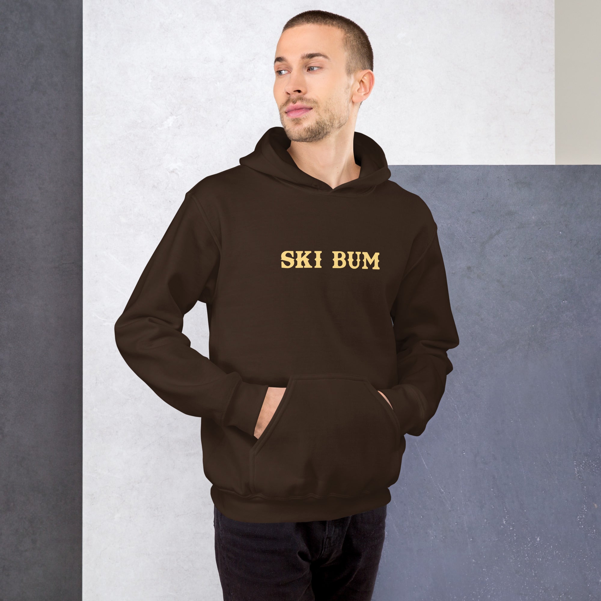 Unisex Hoodie Ski Bum on dark colors