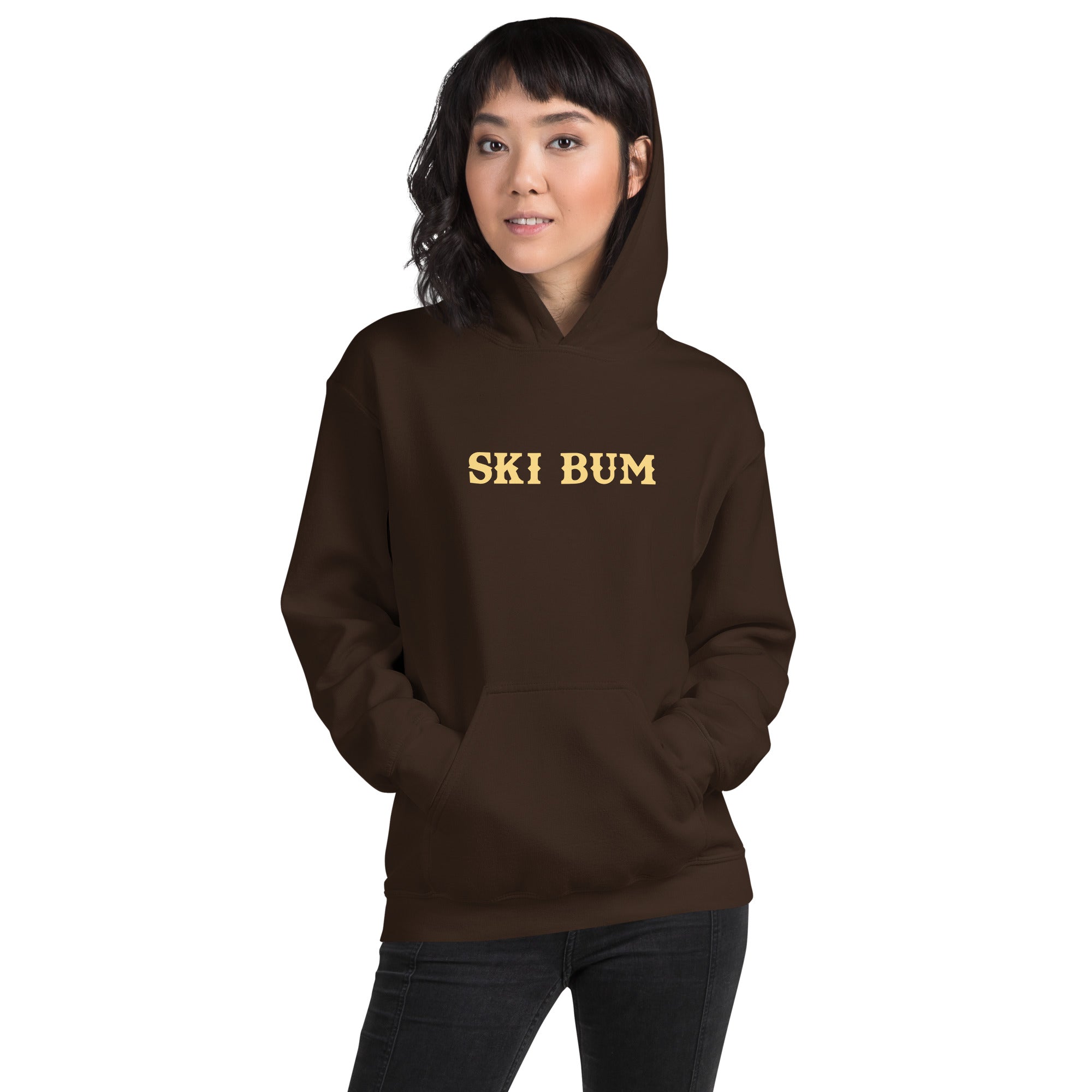 Unisex Hoodie Ski Bum on dark colors