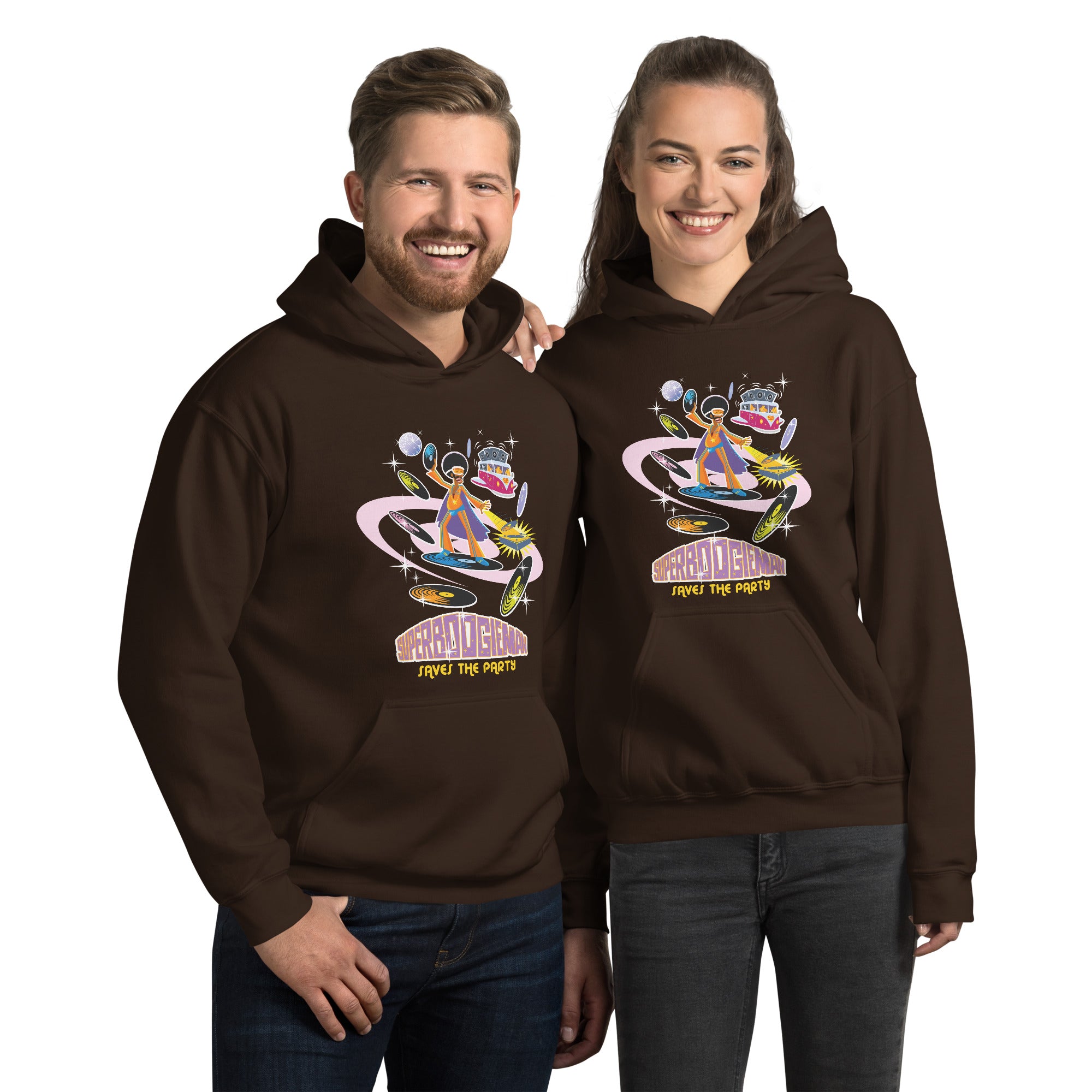 Unisex Hoodie Superboogieman Saves the Party on dark colors