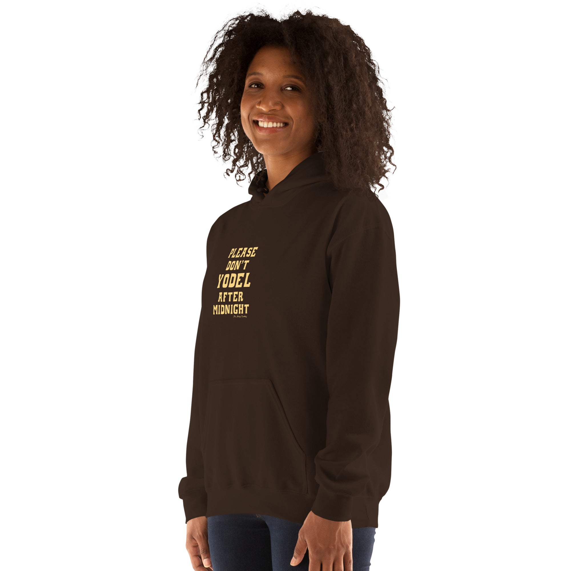 Unisex Hoodie Don't Yodel After Midnight on dark colors